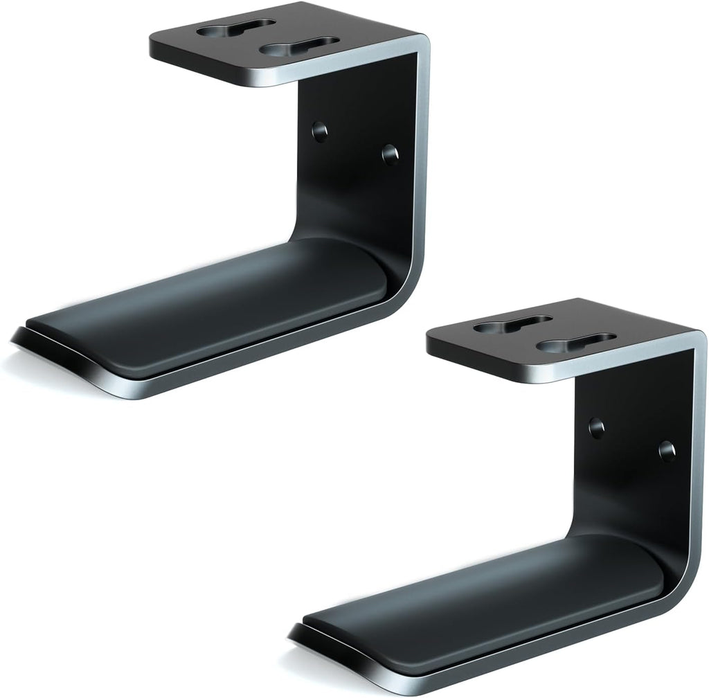 حامل سماعات رأس APPHOME تحت المكتب، حامل خطافي للتثبيت على الحائط، حامل سماعات رأس مزدوج للألعاب مع منظم لمشابك الكابلات، تصميم تحت الطاولة، مناسب لجميع سماعات الرأس (عبوة من قطعتين) 