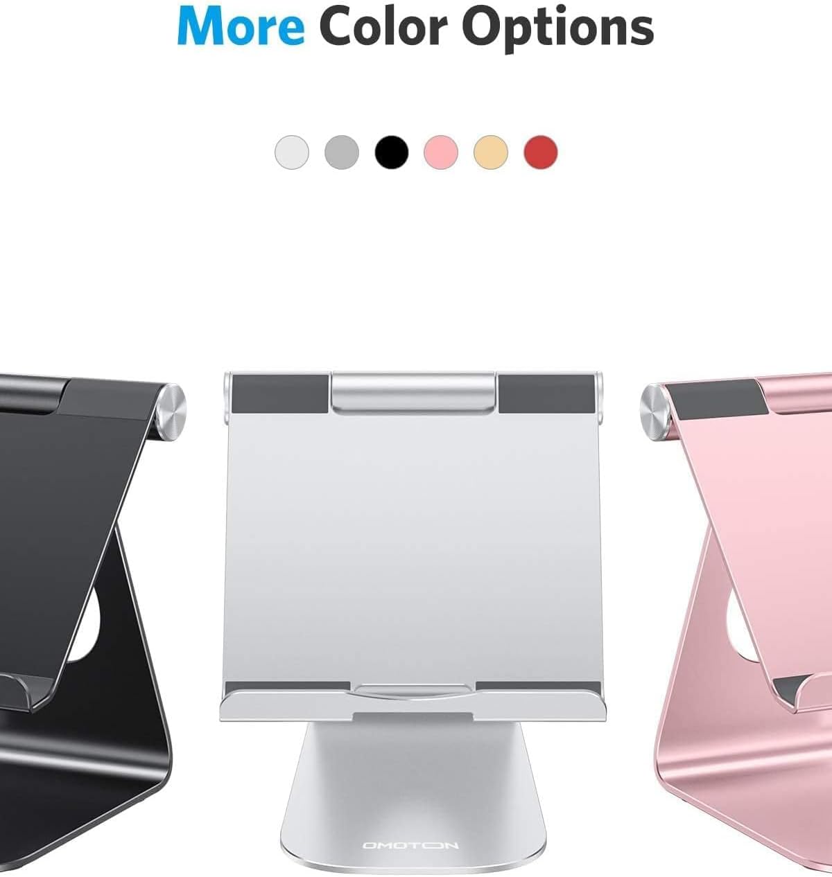 حامل OMOTON اللوحي القابل للتعديل، حامل T1 لسطح المكتب من الألومنيوم متوافق مع iPad Air/Mini، iPad 10.2/9.7، iPad Pro 11/12.9/13، Samsung Tab والمزيد حتى 13 بوصة 