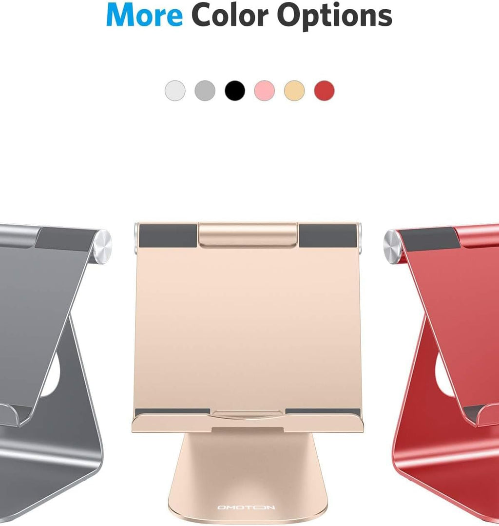 حامل OMOTON اللوحي القابل للتعديل، حامل T1 لسطح المكتب من الألومنيوم متوافق مع iPad Air/Mini، iPad 10.2/9.7، iPad Pro 11/12.9/13، Samsung Tab والمزيد حتى 13 بوصة 