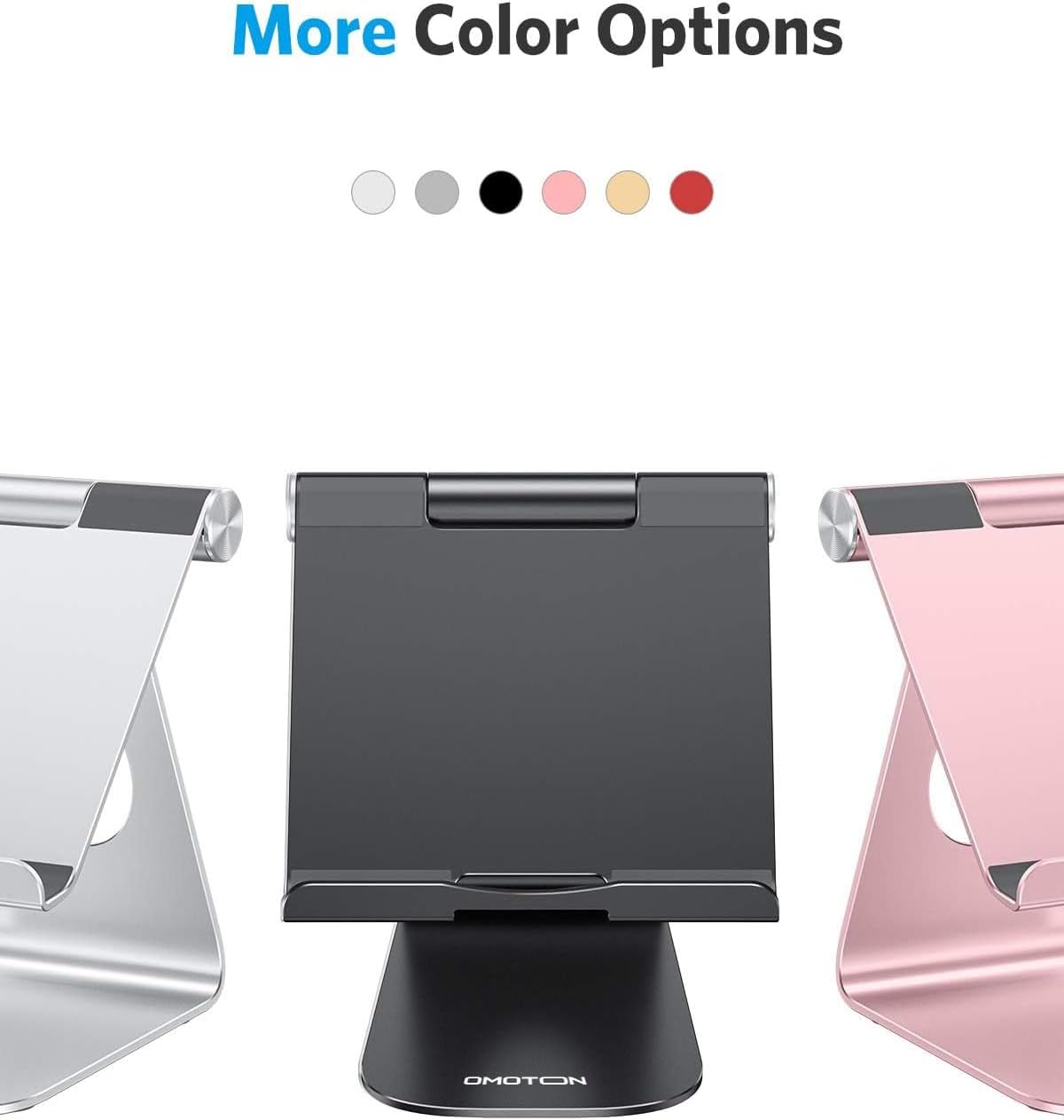 حامل OMOTON اللوحي القابل للتعديل، حامل T1 لسطح المكتب من الألومنيوم متوافق مع iPad Air/Mini، iPad 10.2/9.7، iPad Pro 11/12.9/13، Samsung Tab والمزيد حتى 13 بوصة 