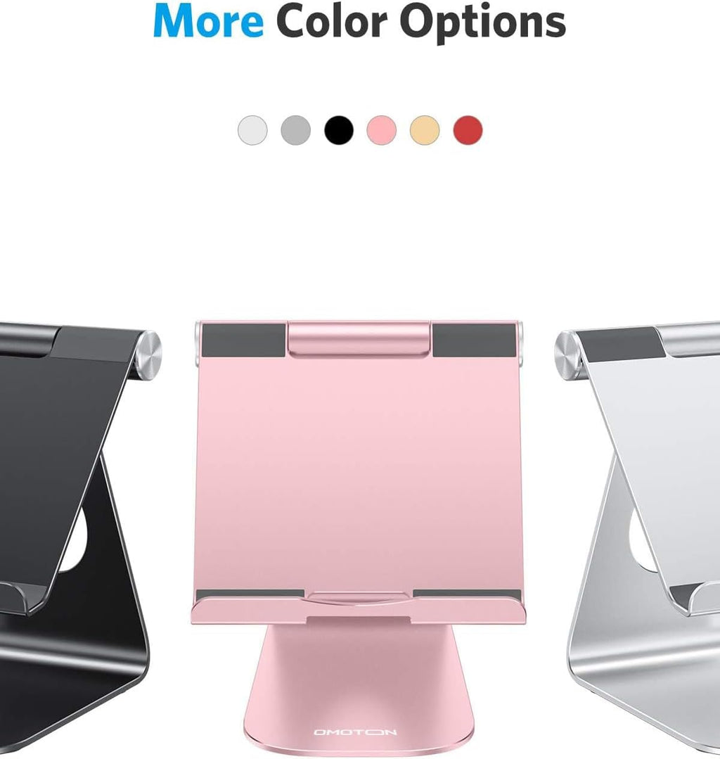 حامل OMOTON اللوحي القابل للتعديل، حامل T1 لسطح المكتب من الألومنيوم متوافق مع iPad Air/Mini، iPad 10.2/9.7، iPad Pro 11/12.9/13، Samsung Tab والمزيد حتى 13 بوصة 