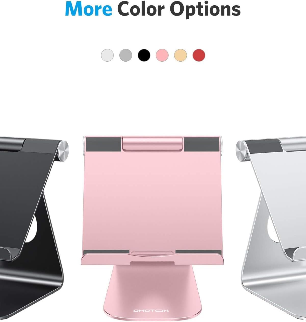 حامل OMOTON اللوحي القابل للتعديل، حامل T1 لسطح المكتب من الألومنيوم متوافق مع iPad Air/Mini، iPad 10.2/9.7، iPad Pro 11/12.9/13، Samsung Tab والمزيد حتى 13 بوصة 