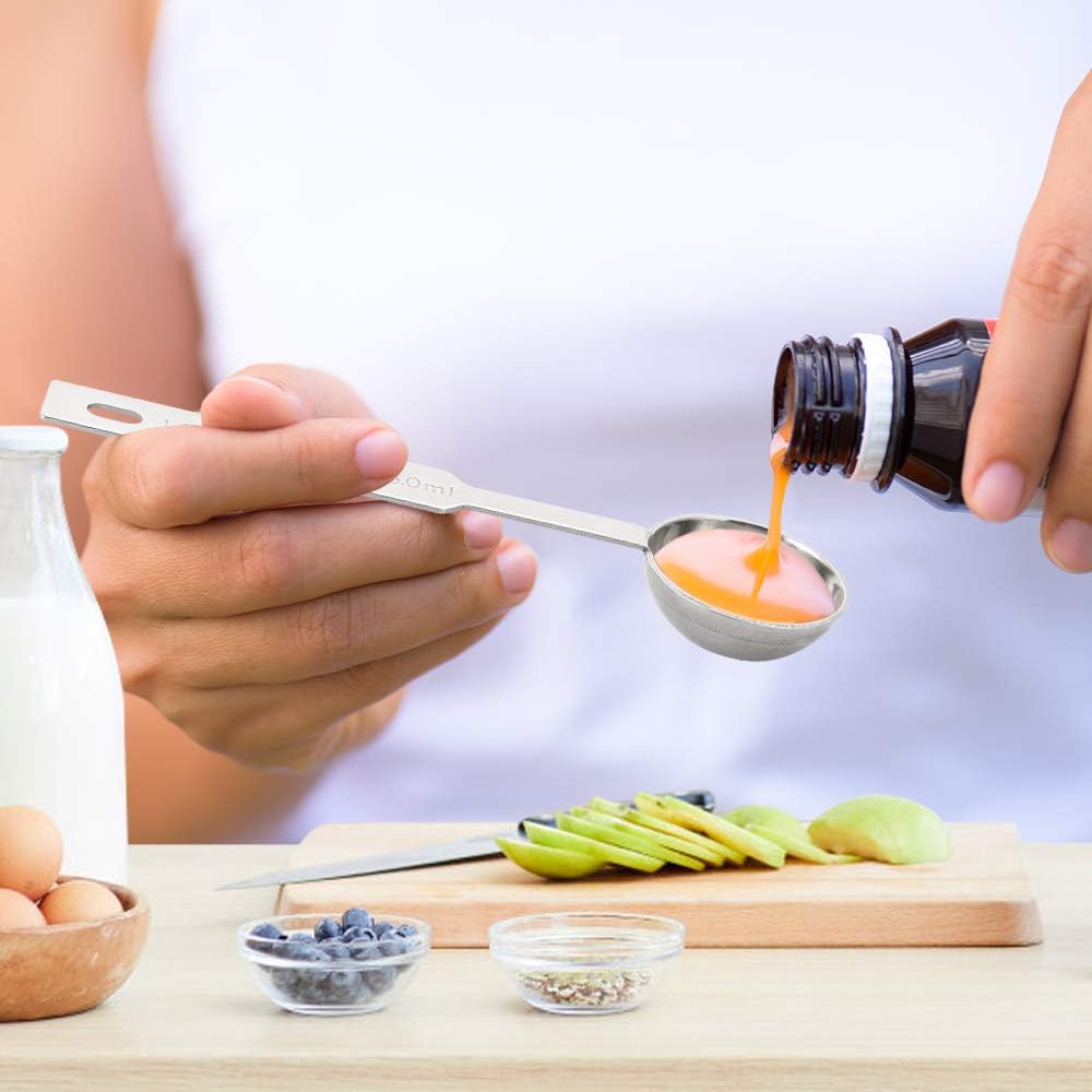 مجموعة ملاعق قياس أوستووني، تتضمن 1/8 ملعقة صغيرة، 1/4 ملعقة صغيرة، 1/2 ملعقة صغيرة، 1 ملعقة صغيرة، 1 ملعقة كبيرة، أكواب قياس من الفولاذ المقاوم للصدأ بدرجة الطعام، ملعقة كبيرة وملعقة صغيرة للقياس، 5 قطع 