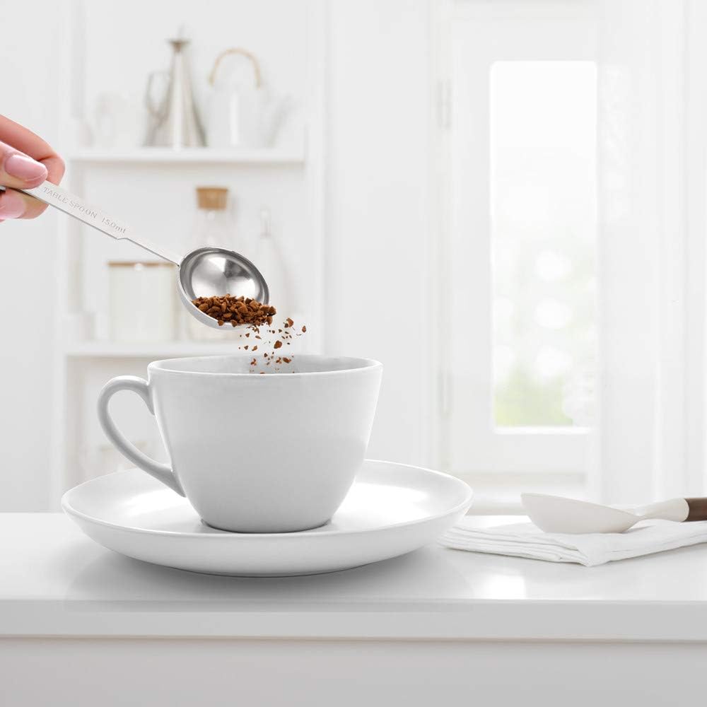 مجموعة ملاعق قياس أوستووني، تتضمن 1/8 ملعقة صغيرة، 1/4 ملعقة صغيرة، 1/2 ملعقة صغيرة، 1 ملعقة صغيرة، 1 ملعقة كبيرة، أكواب قياس من الفولاذ المقاوم للصدأ بدرجة الطعام، ملعقة كبيرة وملعقة صغيرة للقياس، 5 قطع 