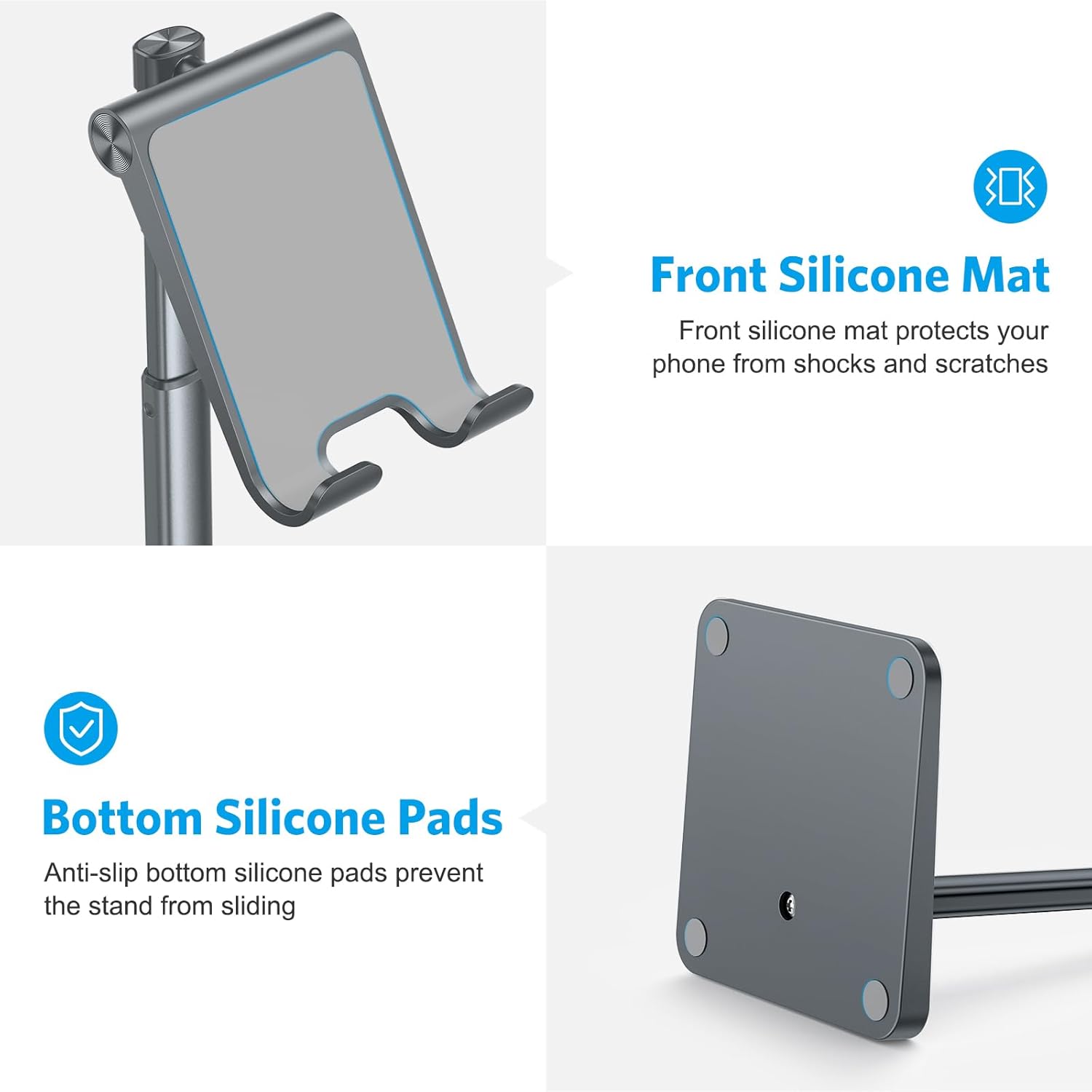 حامل هاتف محمول من OMOTON، حامل هاتف مكتبي بزاوية ارتفاع قابلة للتعديل لهاتف iPhone SE 2/11 / 11 Pro/XS Max/XR، وSamsung Galaxy S20 / S10 / S9 / S8 وهواتف أخرى (3.5-7.0 بوصة) 