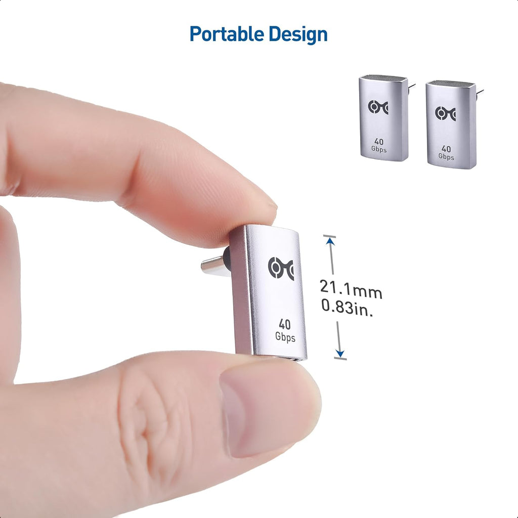 Cable Matters 2-Pack 40Gbps Right Angle USB C Adapter, Up to [4K@240Hz Video, 240W Charging, 40Gbps Data Transfer] 90 Degree USB C Adapter, Compatible with Thunderbolt 4, iPhone 16, Steam Deck