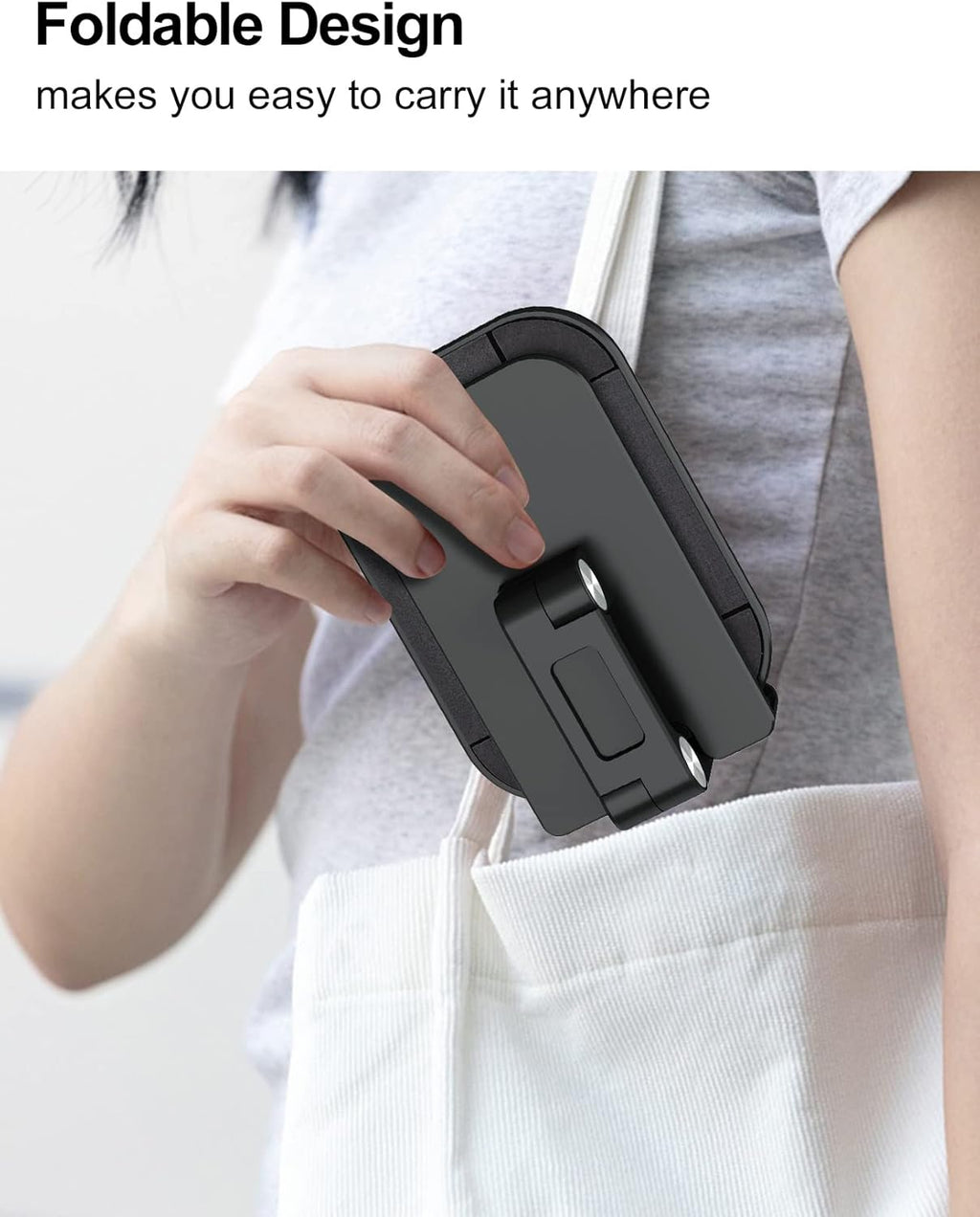 حامل هاتف OCYCLONE، حامل هاتف محمول قابل للطي بارتفاع وزاوية قابلين للتعديل للمكتب، حامل iPhone أطول متوافق مع الهواتف الذكية وأجهزة iPad اللوحية مقاس 4.7 بوصة - 13 بوصة، لون أسود 