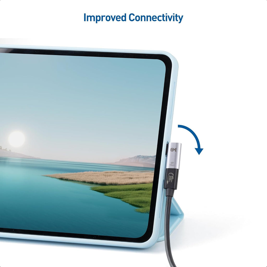 مجموعة محول USB-C بزاوية قائمة 40 جيجابت في الثانية من Cable Matters، حتى [فيديو 4K@240Hz، شحن 240 واط، نقل بيانات 40 جيجابت في الثانية] محول USB-C بزاوية 90 درجة، متوافق مع Thunderbolt 4، iPhone 16، Steam Deck 
