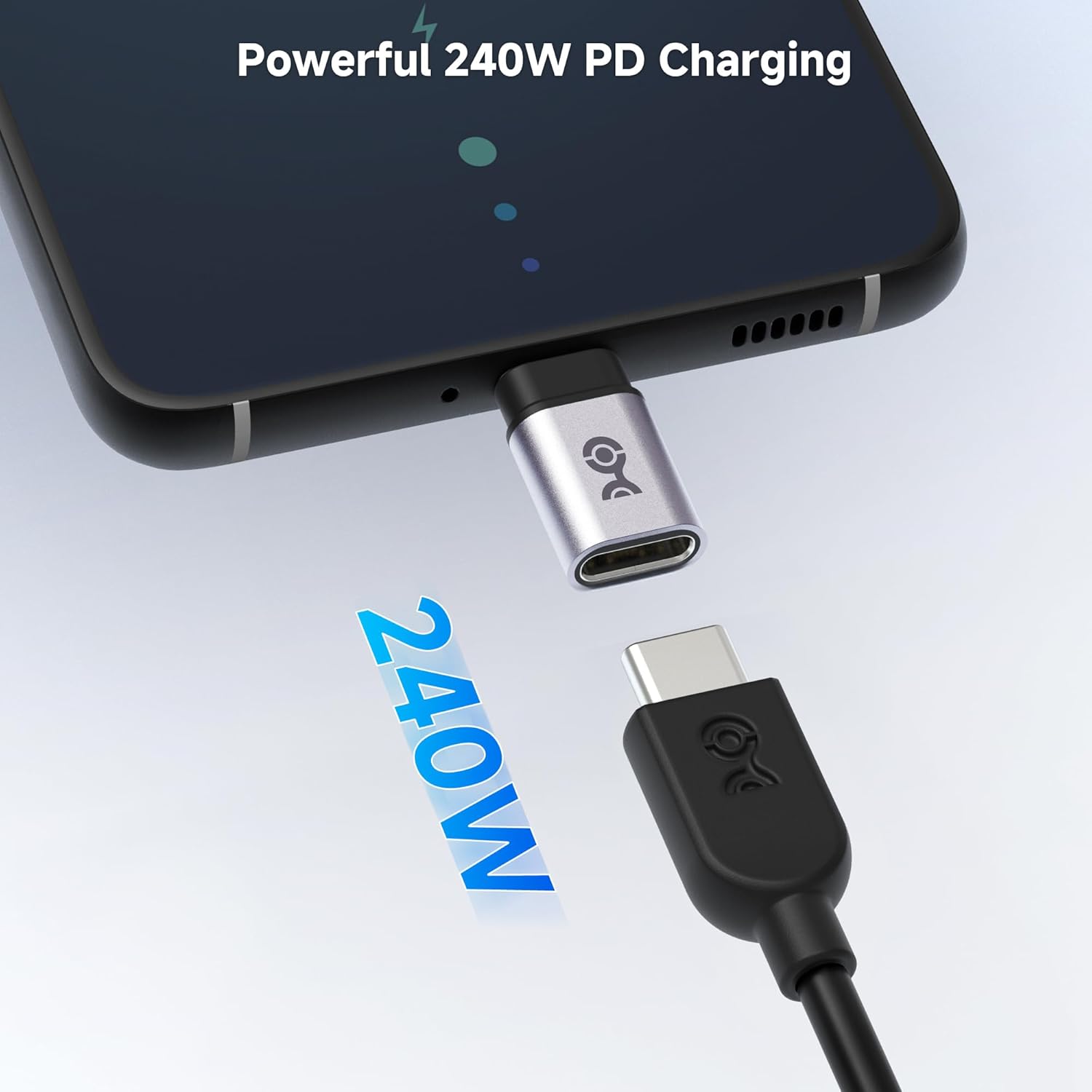 محول تمديد USB C من Cable Matters، قطعتان، حتى [فيديو 4K بتردد 240 هرتز، شحن 240 واط، نقل بيانات 40 جيجابت في الثانية]، محول USBC أنثى إلى USBC ذكر، موسع USB من النوع C 