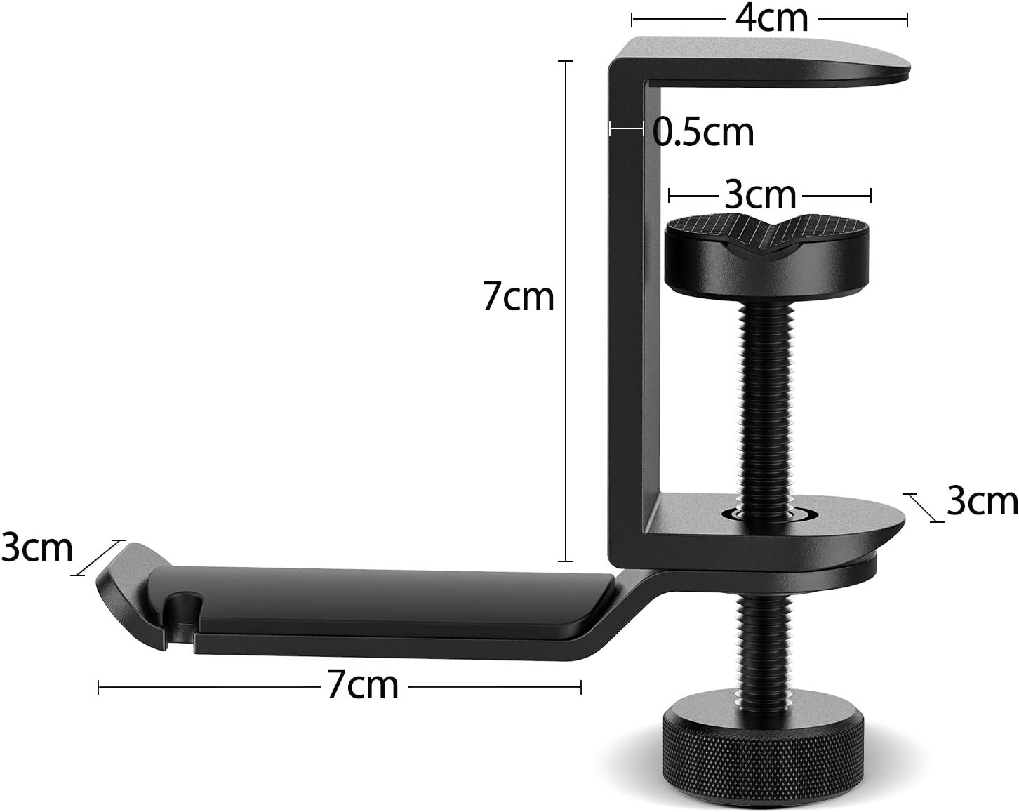APPHOME Headphone Hanger, Under Desk Headset Stand Holder, 360 Degree Rotating PC Gaming Headset Mount, Aluminum Gaming Headphone Clamp Hook, Universal Fit