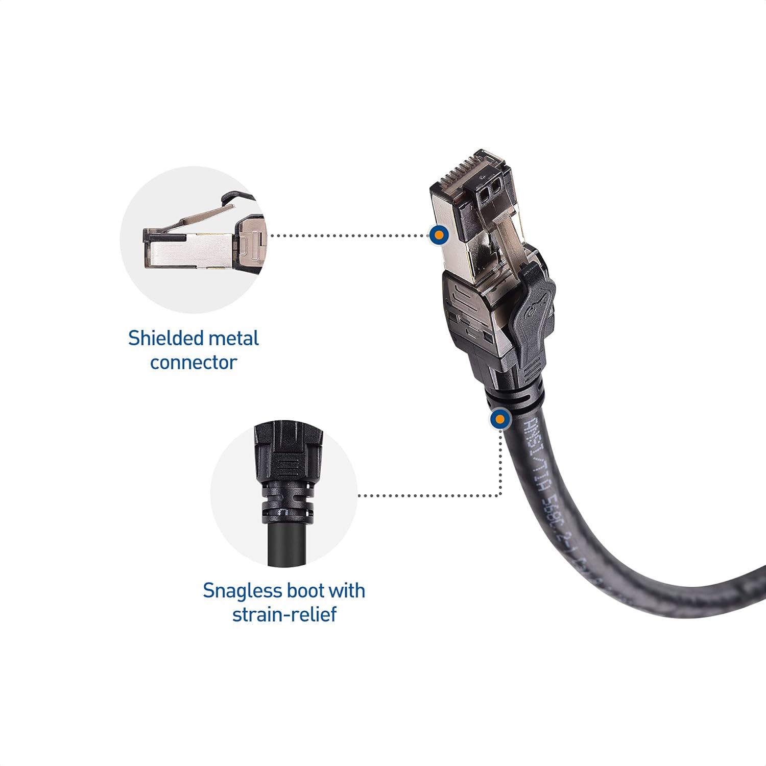 كابل إيثرنت قصير من الفئة 8 بسرعة 40 جيجابت في الثانية من Cable Matters - بطول 9.8 قدم/3 أمتار، سلك إيثرنت محمي من الفئة 8، كابل من الفئة 8، سلك S/FTP، أسود 