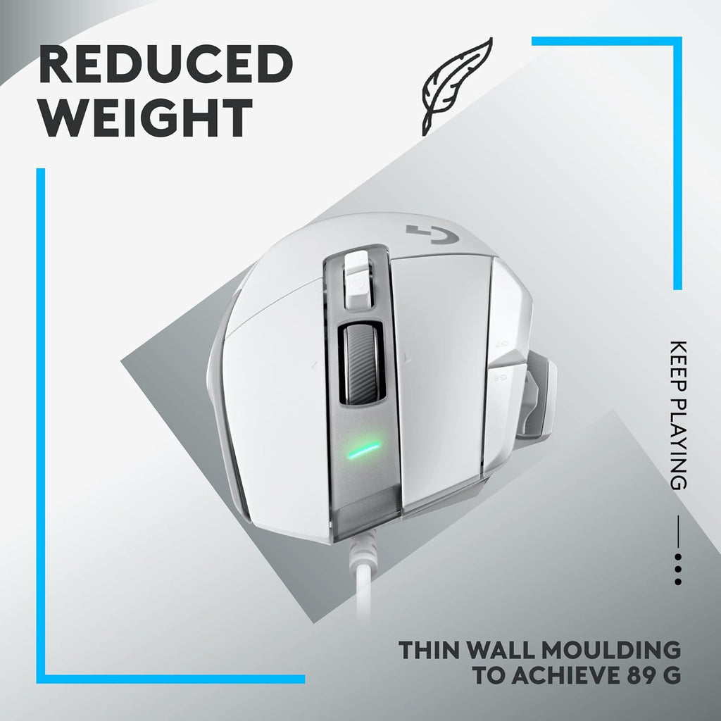 ماوس الألعاب السلكي Logitech G502 X - مفاتيح أساسية هجينة بصرية ميكانيكية من LIGHTFORCE، ومستشعر ألعاب HERO 25K، متوافق مع أجهزة الكمبيوتر الشخصية - macOS/Windows - أبيض 