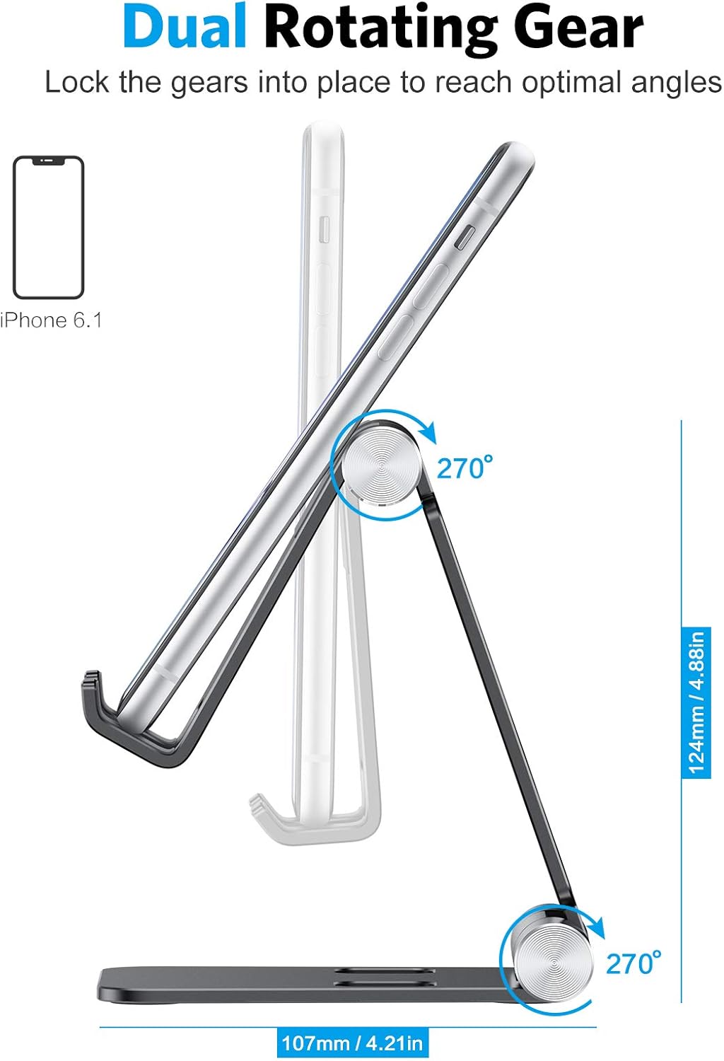 حامل هاتف محمول قابل للطي من OMOTON، حامل هاتف محمول C4 من الألومنيوم، قاعدة تثبيت هاتف قابلة للتعديل متوافقة مع iPhone 13/12/11 Pro Max وSamsung Galaxy والأجهزة اللوحية الصغيرة والهواتف الأخرى، أسود 