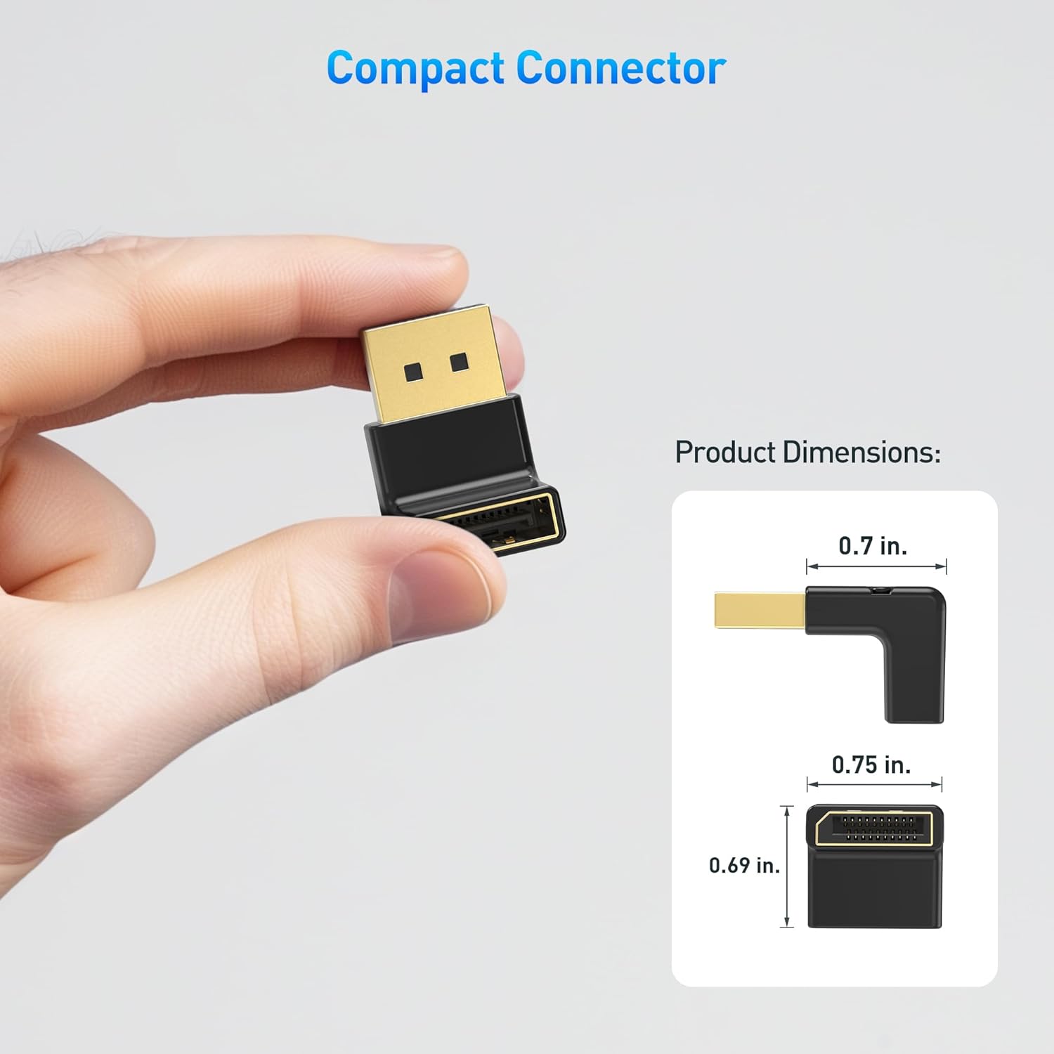 كابل ماترز - محول 4K@240Hz بزاوية قائمة DisplayPort 1.4، محول 8K DisplayPort بزاوية 90 درجة، أسود 