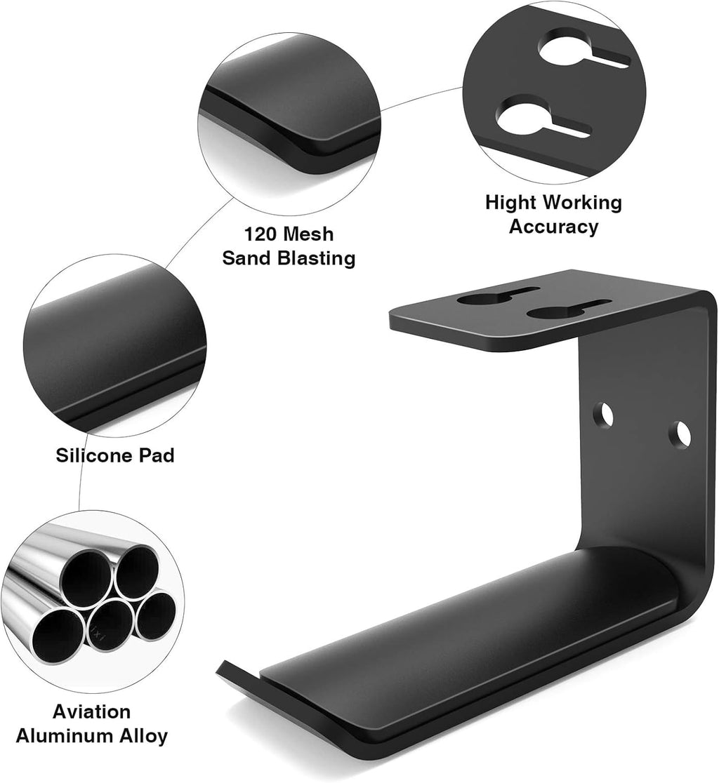 حامل سماعات رأس APPHOME تحت المكتب، حامل خطافي للتثبيت على الحائط، حامل سماعات رأس مزدوج للألعاب مع منظم لمشابك الكابلات، تصميم تحت الطاولة، مناسب لجميع سماعات الرأس (عبوة من قطعتين) 