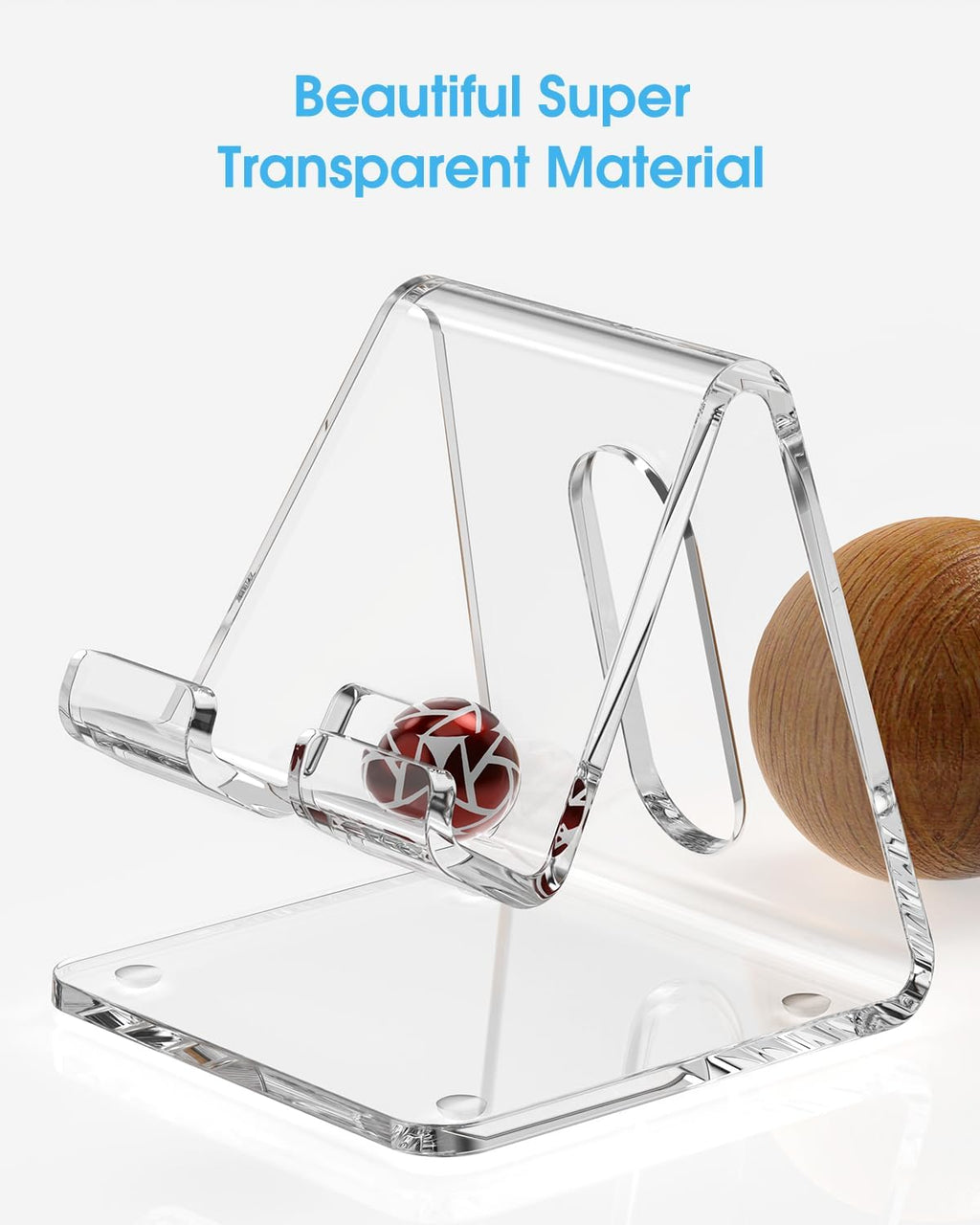 حامل هاتف خلوي من الأكريليك من KTRIO مكون من قطعتين للمكتب، قاعدة تثبيت شفافة للهاتف متوافقة مع iPhone 16/15/14/13 Pro Max 12/11 XR، جميع الهواتف الذكية، ملحقات المكتب 