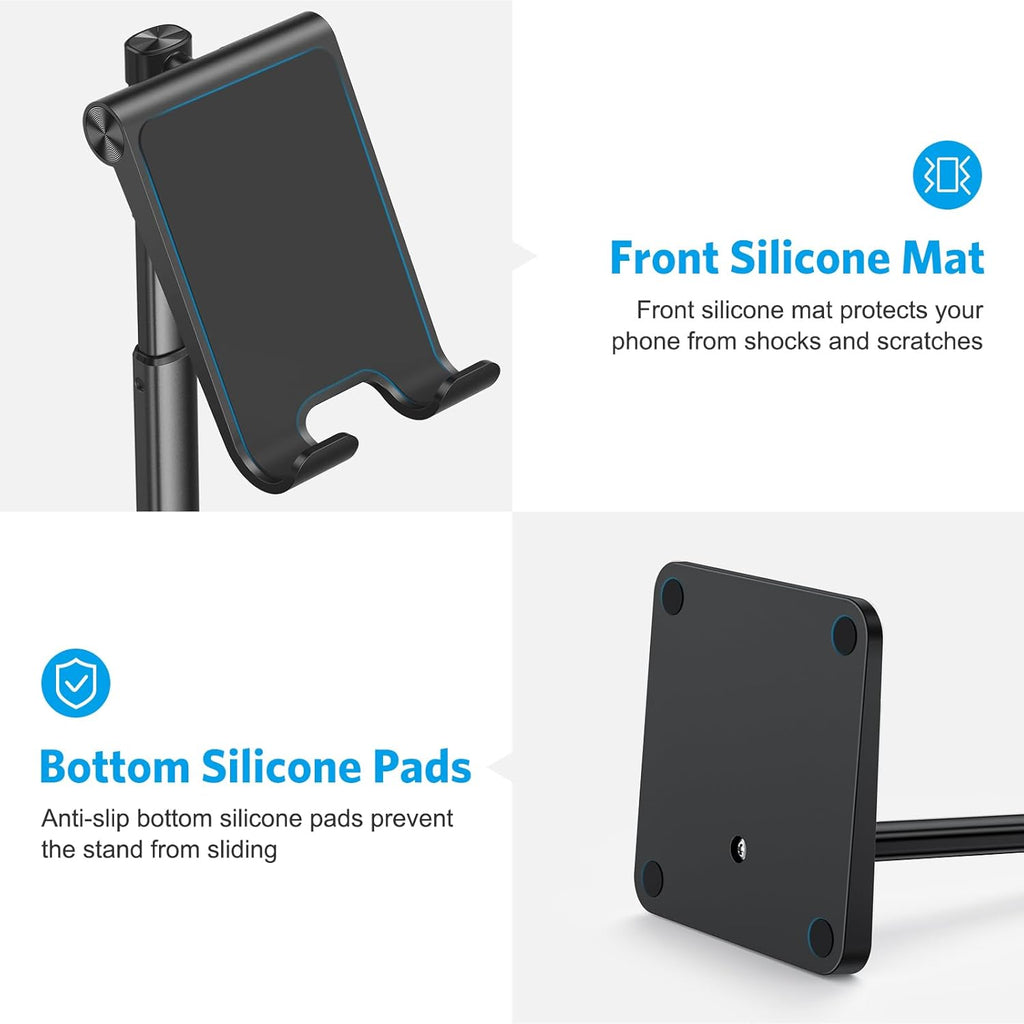 حامل هاتف محمول من OMOTON، حامل هاتف مكتبي بزاوية ارتفاع قابلة للتعديل لهاتف iPhone SE 2/11 / 11 Pro/XS Max/XR، وSamsung Galaxy S20 / S10 / S9 / S8 وهواتف أخرى (3.5-7.0 بوصة) 
