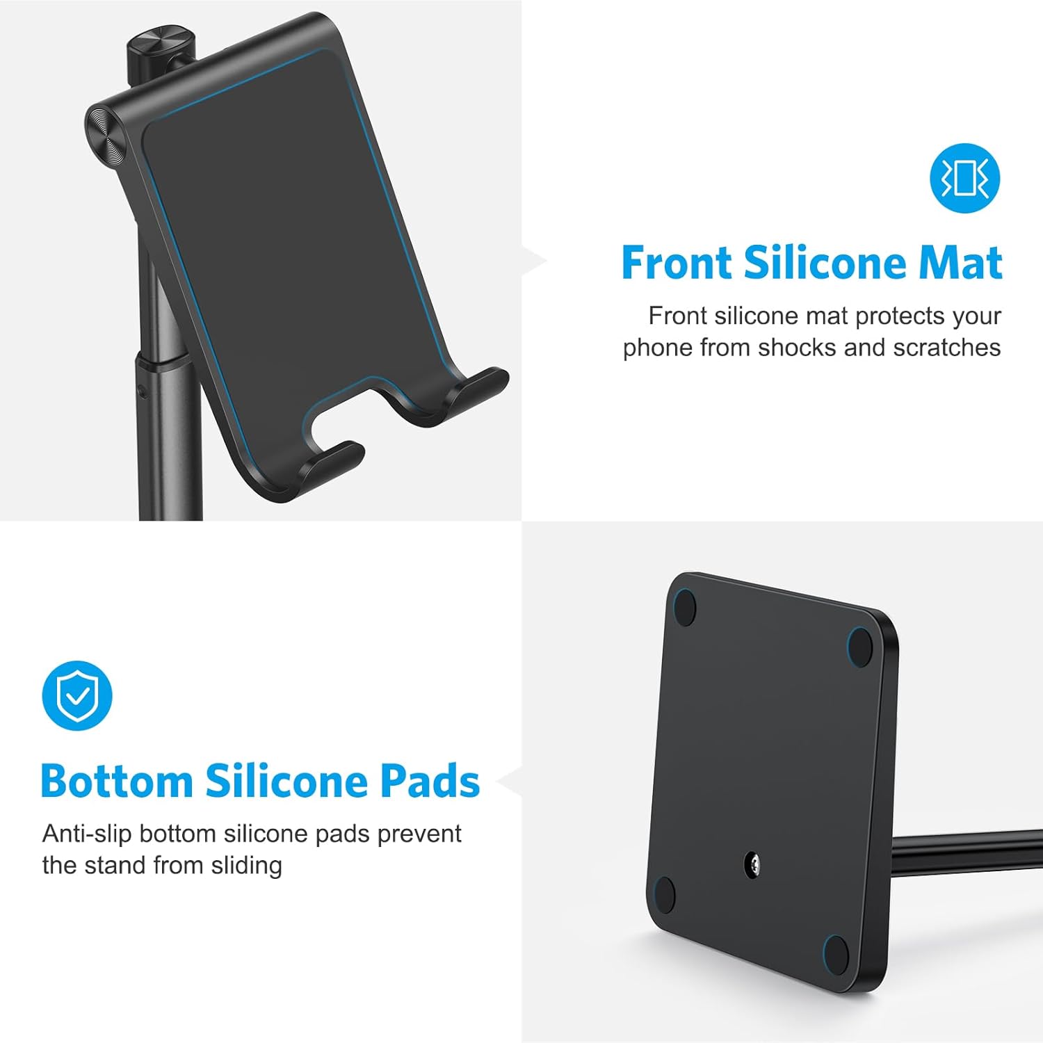 حامل هاتف محمول من OMOTON، حامل هاتف مكتبي بزاوية ارتفاع قابلة للتعديل لهاتف iPhone SE 2/11 / 11 Pro/XS Max/XR، وSamsung Galaxy S20 / S10 / S9 / S8 وهواتف أخرى (3.5-7.0 بوصة) 