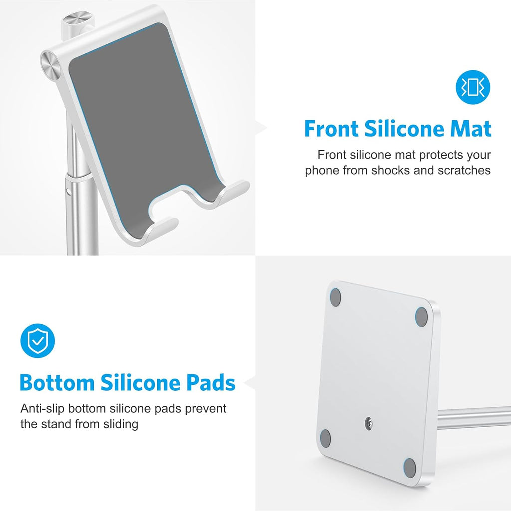 حامل هاتف محمول من OMOTON، حامل هاتف مكتبي بزاوية ارتفاع قابلة للتعديل لهاتف iPhone SE 2/11 / 11 Pro/XS Max/XR، وSamsung Galaxy S20 / S10 / S9 / S8 وهواتف أخرى (3.5-7.0 بوصة) 