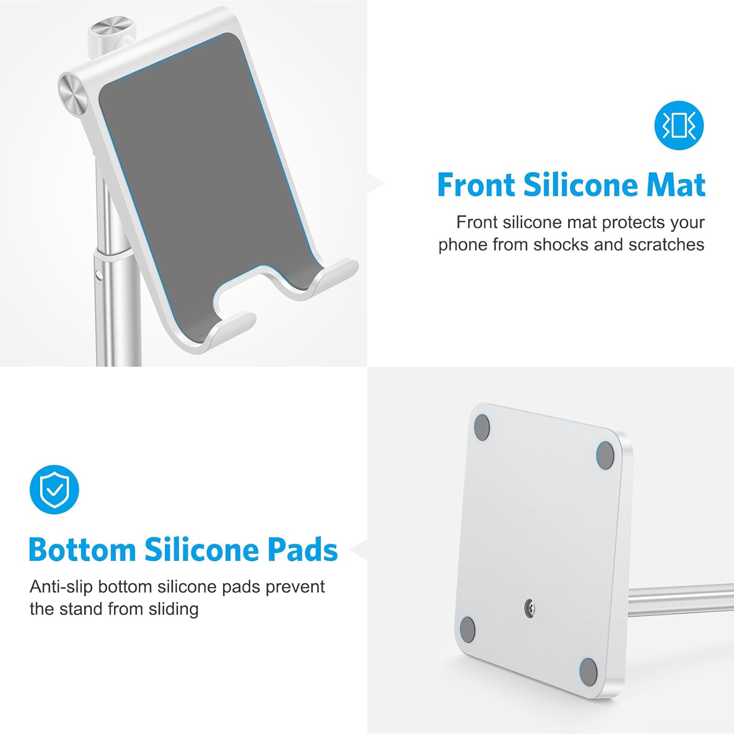 حامل هاتف محمول من OMOTON، حامل هاتف مكتبي بزاوية ارتفاع قابلة للتعديل لهاتف iPhone SE 2/11 / 11 Pro/XS Max/XR، وSamsung Galaxy S20 / S10 / S9 / S8 وهواتف أخرى (3.5-7.0 بوصة) 