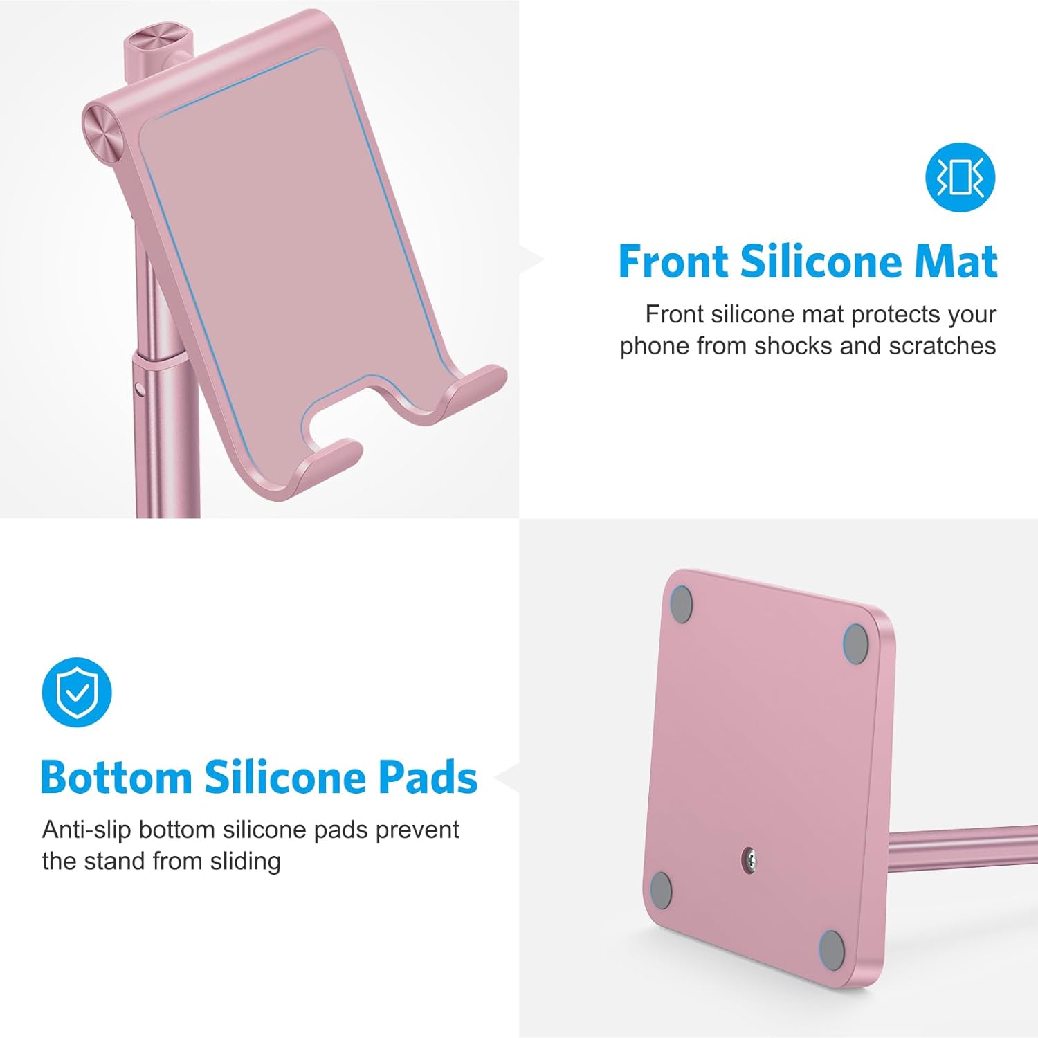 حامل هاتف محمول من OMOTON، حامل هاتف مكتبي بزاوية ارتفاع قابلة للتعديل لهاتف iPhone SE 2/11 / 11 Pro/XS Max/XR، وSamsung Galaxy S20 / S10 / S9 / S8 وهواتف أخرى (3.5-7.0 بوصة) 