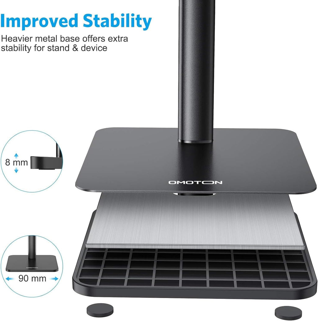 حامل هاتف محمول من OMOTON، حامل هاتف مكتبي بزاوية ارتفاع قابلة للتعديل لهاتف iPhone SE 2/11 / 11 Pro/XS Max/XR، وSamsung Galaxy S20 / S10 / S9 / S8 وهواتف أخرى (3.5-7.0 بوصة) 