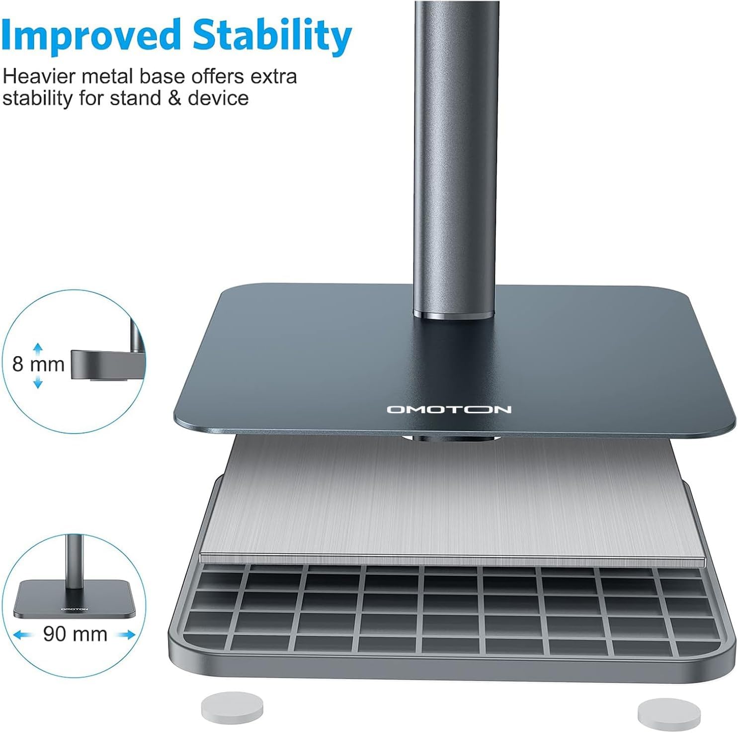 حامل هاتف محمول من OMOTON، حامل هاتف مكتبي بزاوية ارتفاع قابلة للتعديل لهاتف iPhone SE 2/11 / 11 Pro/XS Max/XR، وSamsung Galaxy S20 / S10 / S9 / S8 وهواتف أخرى (3.5-7.0 بوصة) 