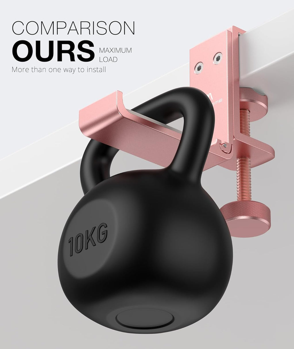 حامل سماعات رأس قابل للطي من APPHOME، حامل مكبر صوت من الألومنيوم موفر للمساحة مع ملاءمة عالمية لملحقات الكمبيوتر للألعاب، حامل خطاف أسفل المكتب (قطعة واحدة) 