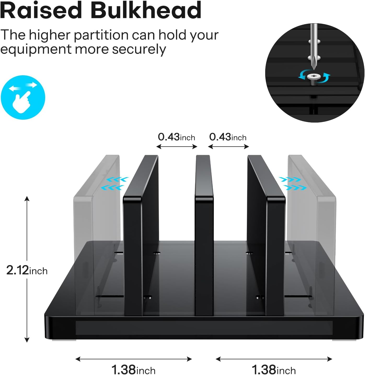 حامل كمبيوتر محمول عمودي من OMOTON للمكتب، حامل كمبيوتر محمول من الأكريليك شفاف قابل للتعديل لأجهزة MacBook Pro Air وHP وجميع أجهزة الكمبيوتر المحمولة للألعاب حتى 17 بوصة (أسود، فتحتان) 