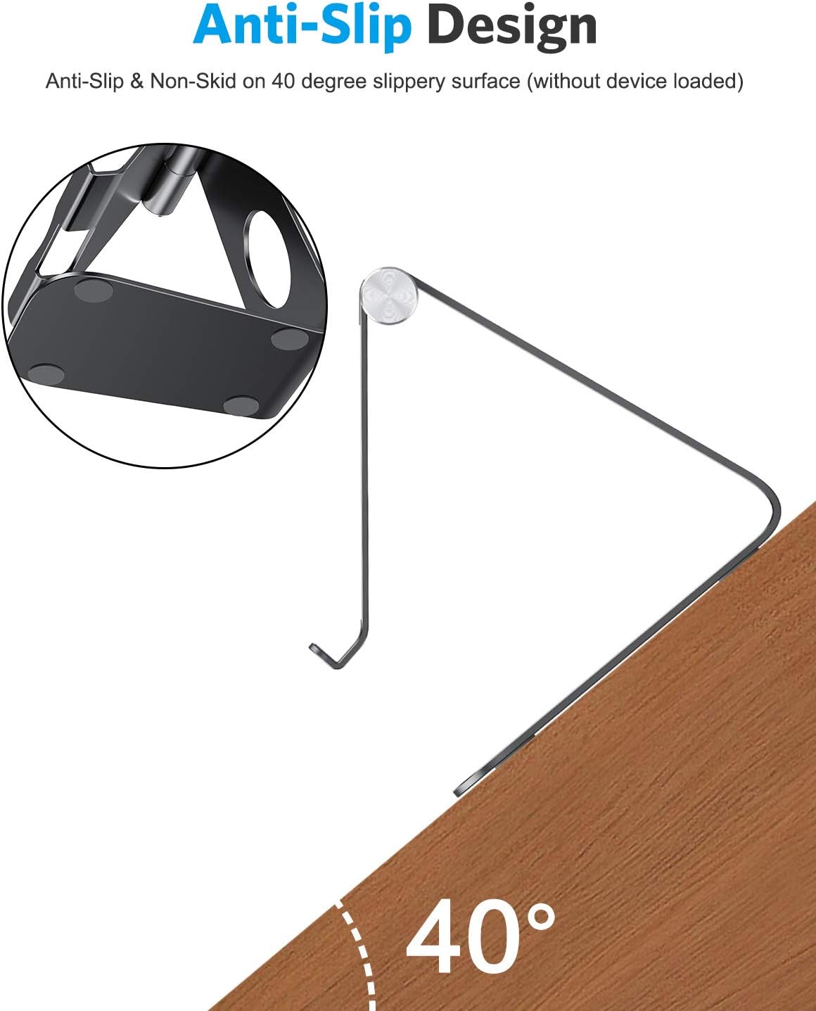 حامل OMOTON اللوحي القابل للتعديل، حامل T1 لسطح المكتب من الألومنيوم متوافق مع iPad Air/Mini، iPad 10.2/9.7، iPad Pro 11/12.9/13، Samsung Tab والمزيد حتى 13 بوصة 