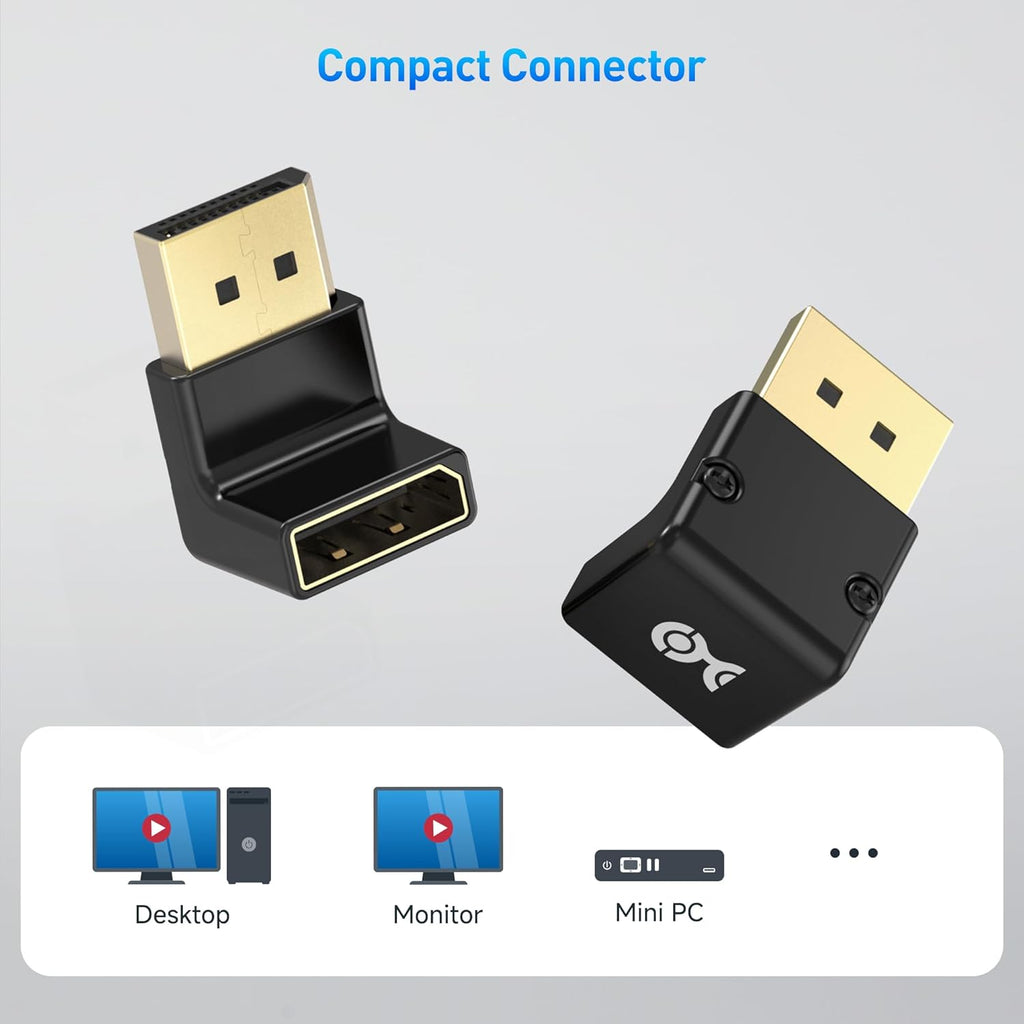 Cable Matters 4K@240Hz Right Angle DisplayPort 1.4 Adapter, 8K DisplayPort 270 Degree Adapter, Black