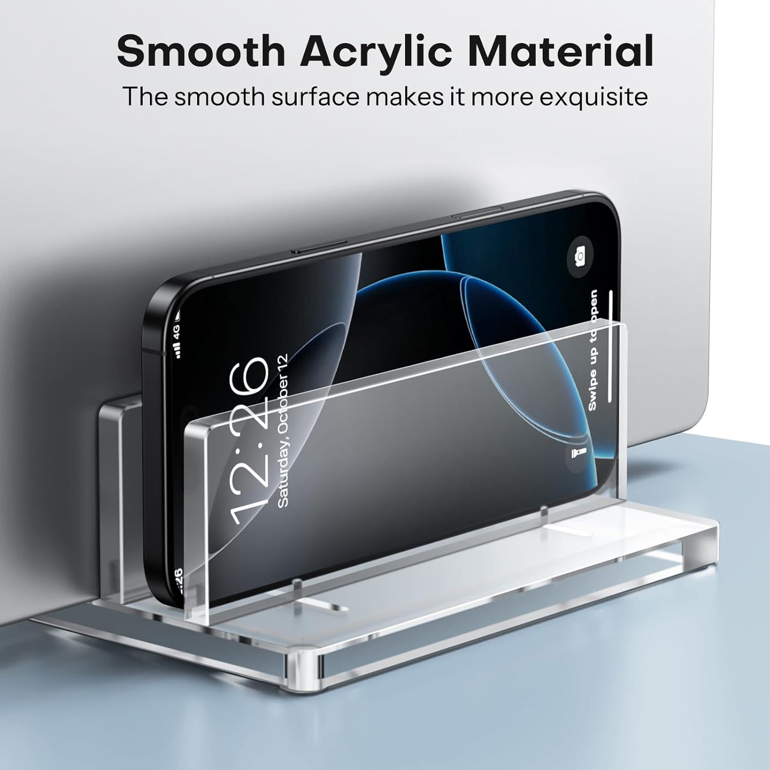 حامل كمبيوتر محمول عمودي من OMOTON للمكتب، حامل كمبيوتر محمول من الأكريليك شفاف قابل للتعديل لأجهزة MacBook Pro Air وHP وجميع أجهزة الكمبيوتر المحمولة للألعاب حتى 17 بوصة (أسود، فتحتان) 