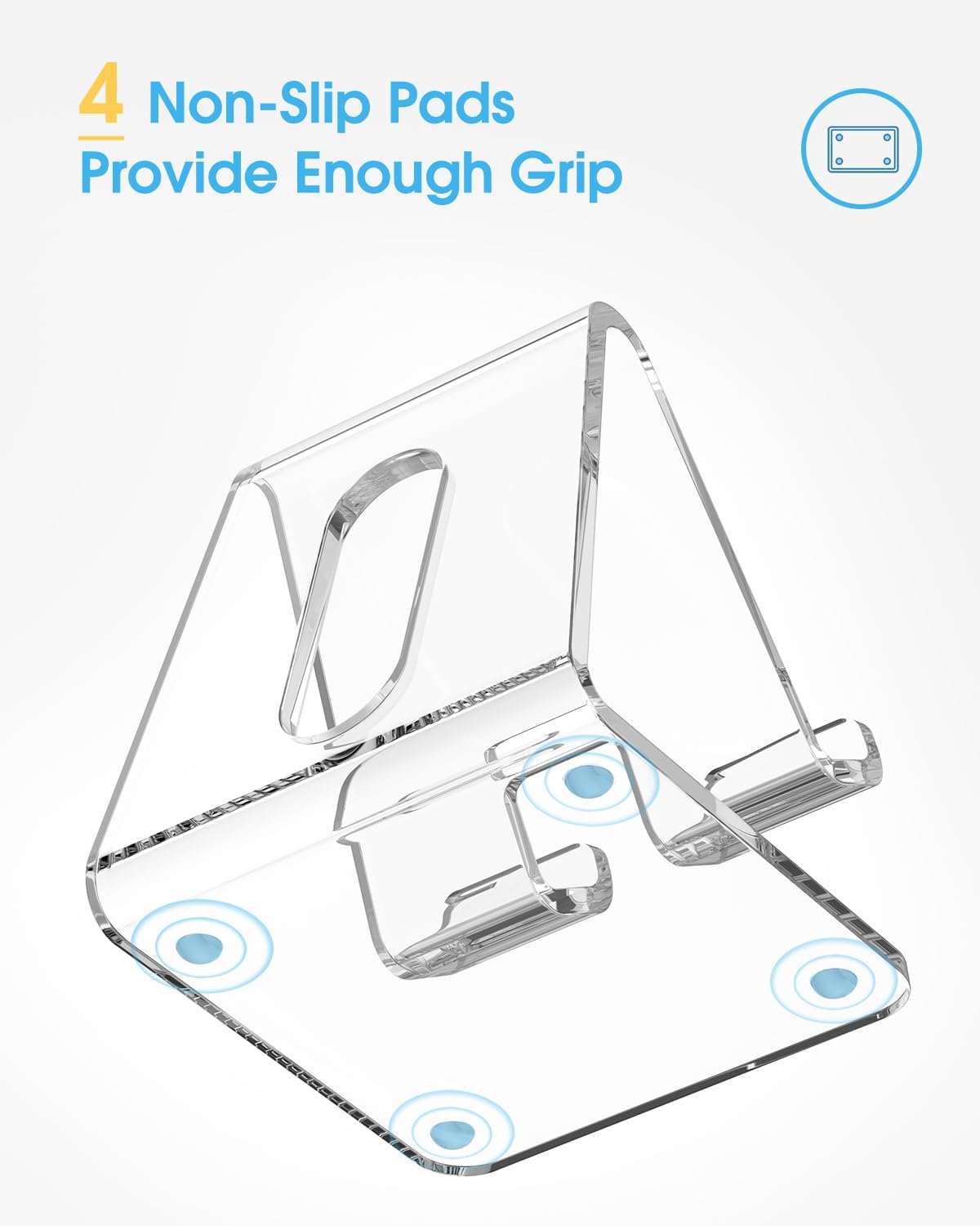 حامل هاتف خلوي من الأكريليك من KTRIO مكون من قطعتين للمكتب، قاعدة تثبيت شفافة للهاتف متوافقة مع iPhone 16/15/14/13 Pro Max 12/11 XR، جميع الهواتف الذكية، ملحقات المكتب 