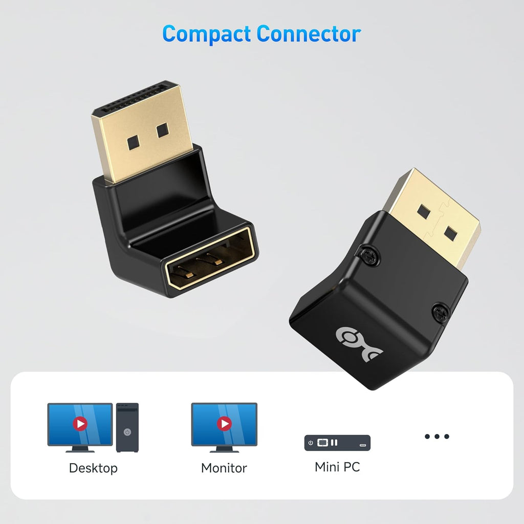 Cable Matters 4K@240Hz Right Angle DisplayPort 1.4 Adapter, 8K DisplayPort 90 Degree Adapter, Black