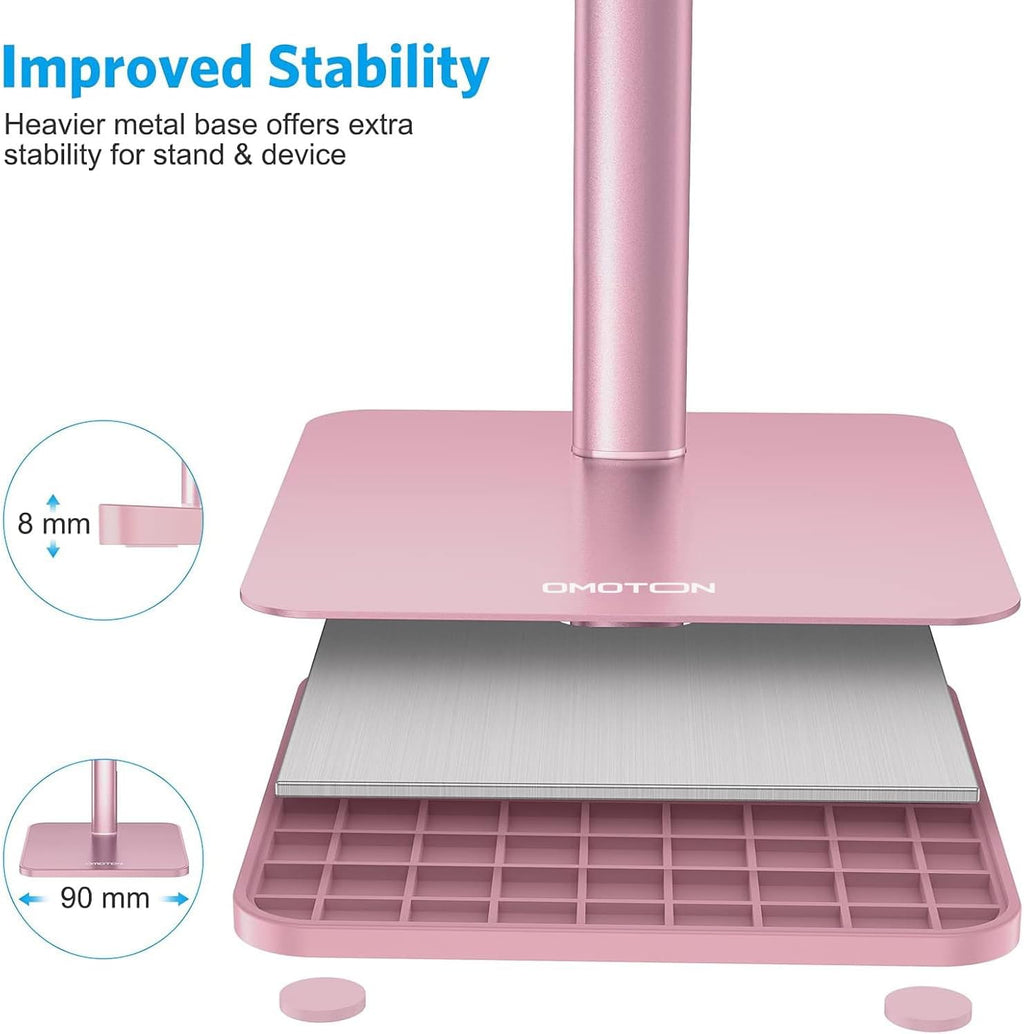 حامل هاتف محمول من OMOTON، حامل هاتف مكتبي بزاوية ارتفاع قابلة للتعديل لهاتف iPhone SE 2/11 / 11 Pro/XS Max/XR، وSamsung Galaxy S20 / S10 / S9 / S8 وهواتف أخرى (3.5-7.0 بوصة) 