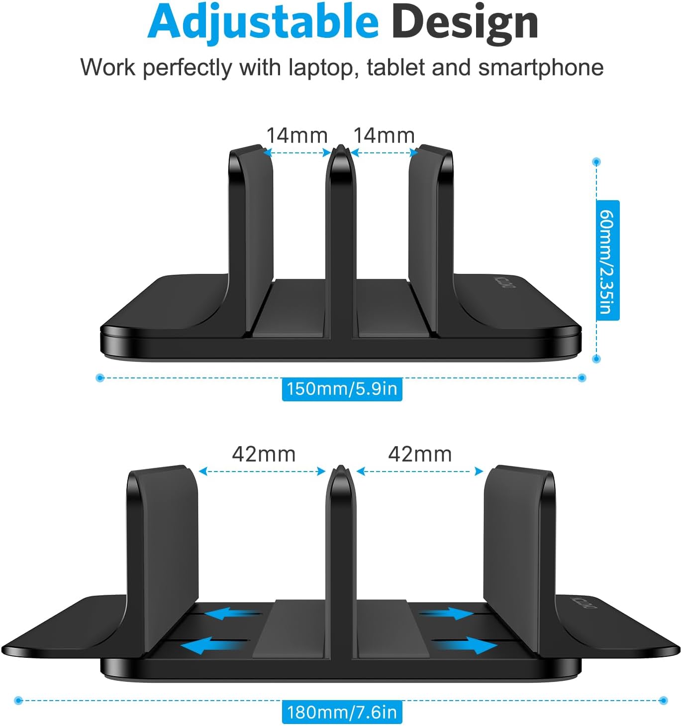حامل كمبيوتر محمول عمودي من OMOTON [إصدار مزدوج محدث]، حامل كمبيوتر ماك بوك من الألومنيوم لسطح المكتب مع حجم قاعدة قابل للتعديل، يناسب جميع أجهزة ماك بوك وسيرفس وكروم بوك وأجهزة الكمبيوتر المحمولة للألعاب (حتى 17.3 بوصة) (أسود) 