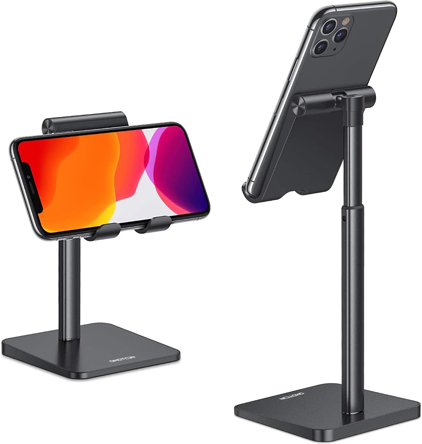 حامل هاتف محمول من OMOTON، حامل هاتف مكتبي بزاوية ارتفاع قابلة للتعديل لهاتف iPhone SE 2/11 / 11 Pro/XS Max/XR، وSamsung Galaxy S20 / S10 / S9 / S8 وهواتف أخرى (3.5-7.0 بوصة) 