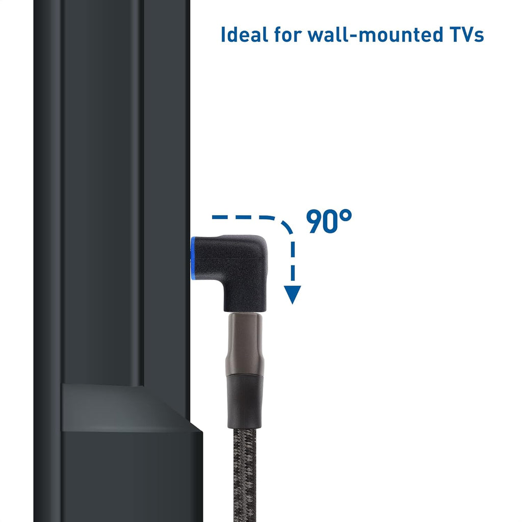 مجموعة كابل ماترز كومبو-باك 48 جيجابت في الثانية 8K زاوية قائمة HDMI 2.1 محول مع HDR، يدعم 8K @ 60 هرتز / 4K @ 240 هرتز، محول HDMI 270 درجة و90 درجة ذكر إلى أنثى، أسود 