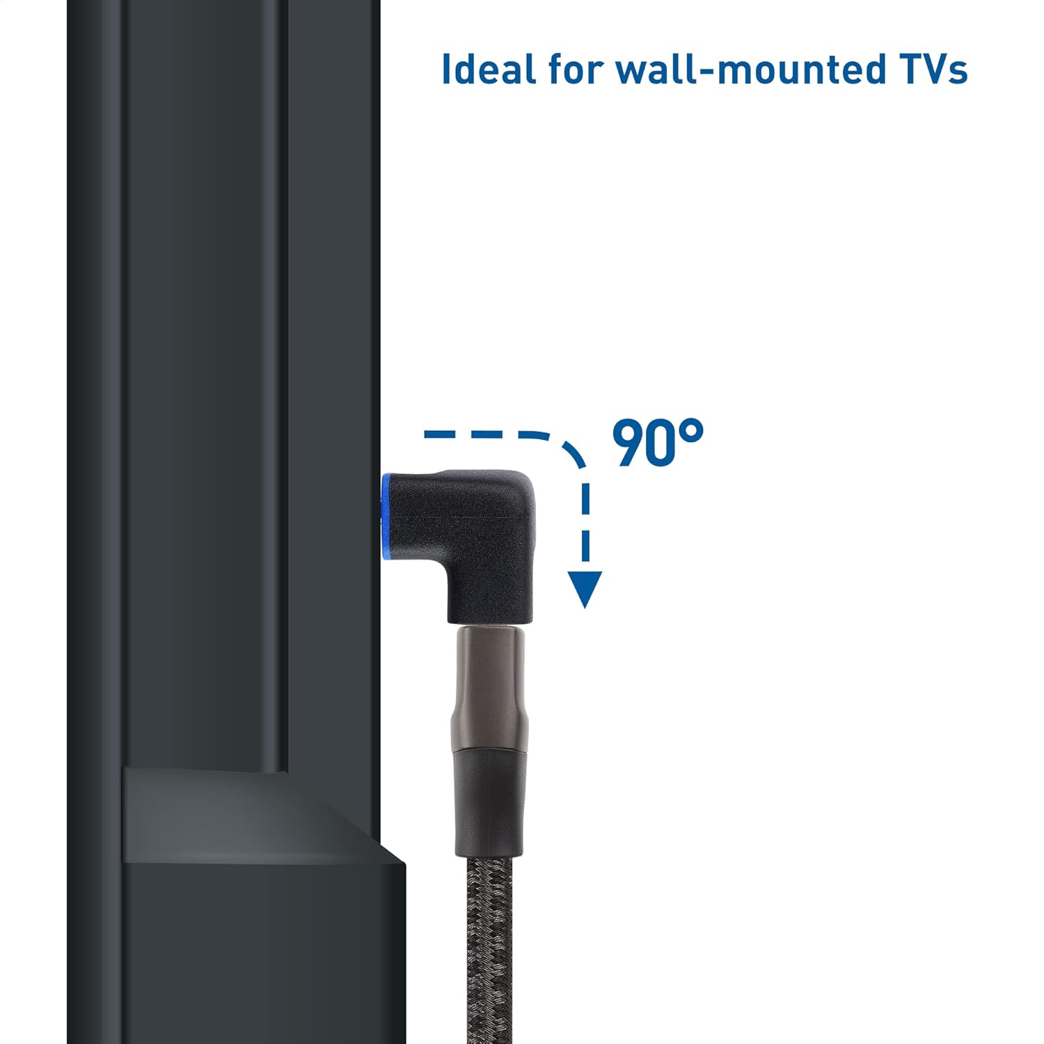 مجموعة كابل ماترز كومبو-باك 48 جيجابت في الثانية 8K زاوية قائمة HDMI 2.1 محول مع HDR، يدعم 8K @ 60 هرتز / 4K @ 240 هرتز، محول HDMI 270 درجة و90 درجة ذكر إلى أنثى، أسود 