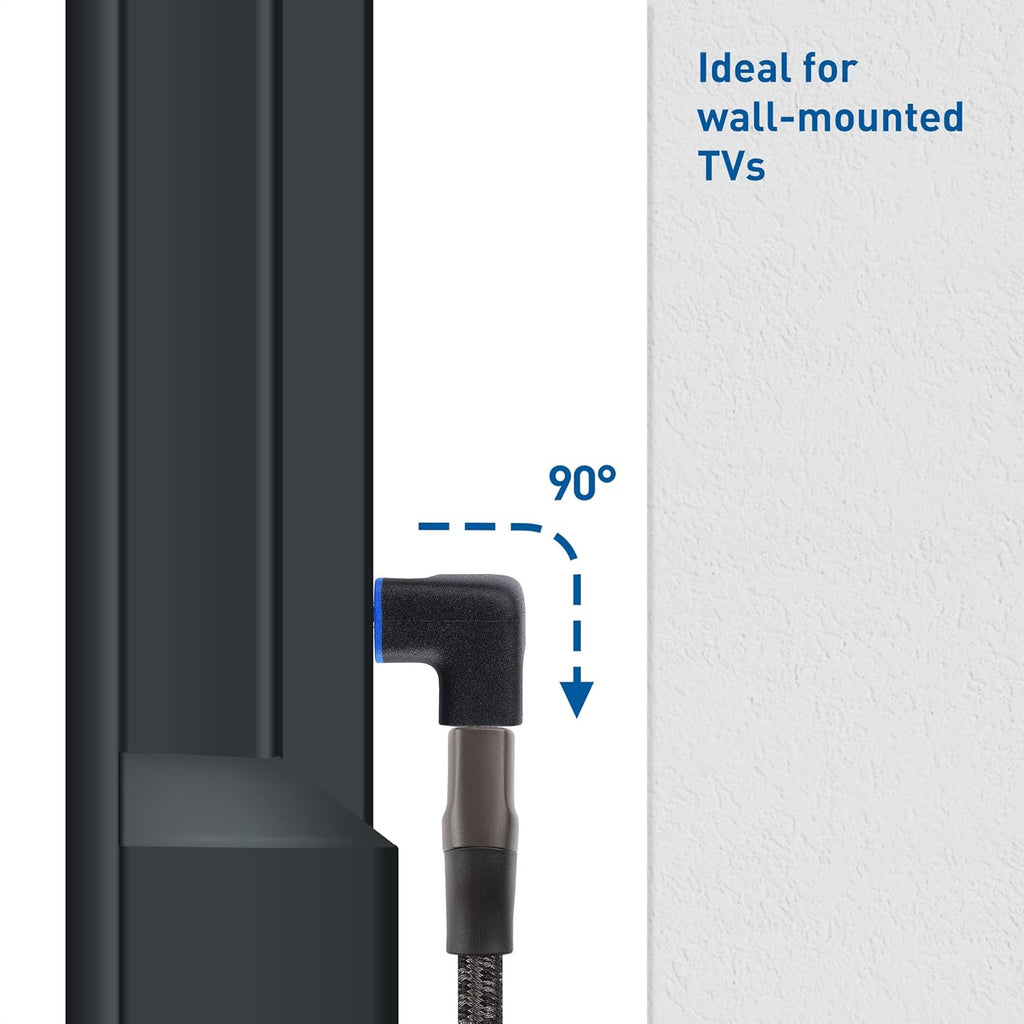 كابل ماترز، محول HDMI 2.1 بزاوية قائمة 8K بسرعة 48 جيجابت في الثانية مع HDR، يدعم 8K عند 60 هرتز / 4K عند 240 هرتز، محول HDMI بزاوية 90 درجة من الذكور إلى الإناث، أسود 
