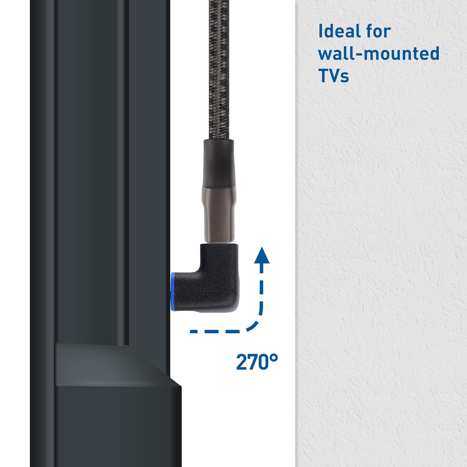 كابل ماترز، محول HDMI 2.1 بزاوية قائمة 8K بسرعة 48 جيجابت في الثانية مع HDR، يدعم 8K عند 60 هرتز / 4K عند 240 هرتز، محول HDMI بزاوية 270 درجة من الذكور إلى الإناث، أسود 