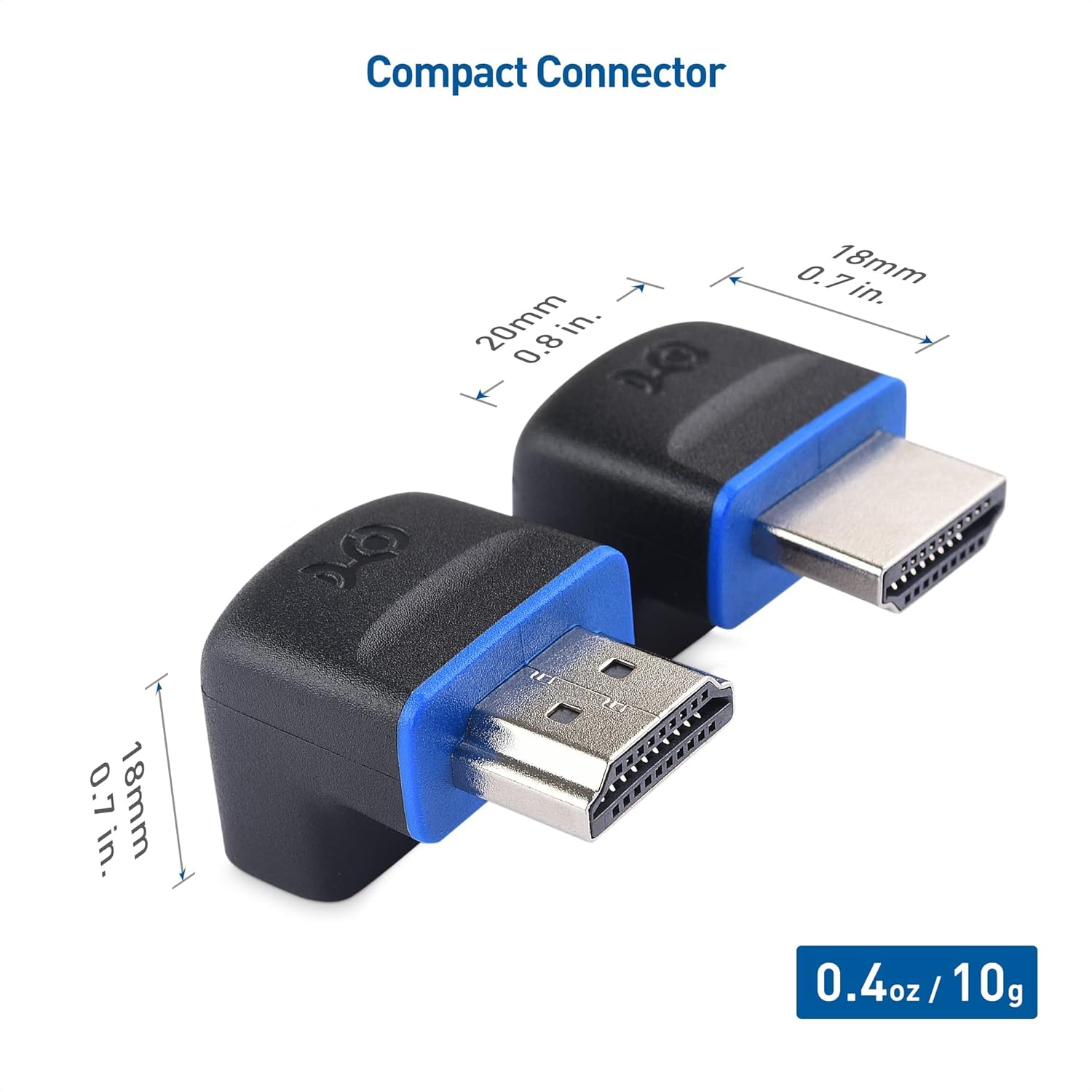 مجموعة كابل ماترز كومبو-باك 48 جيجابت في الثانية 8K زاوية قائمة HDMI 2.1 محول مع HDR، يدعم 8K @ 60 هرتز / 4K @ 240 هرتز، محول HDMI 270 درجة و90 درجة ذكر إلى أنثى، أسود 