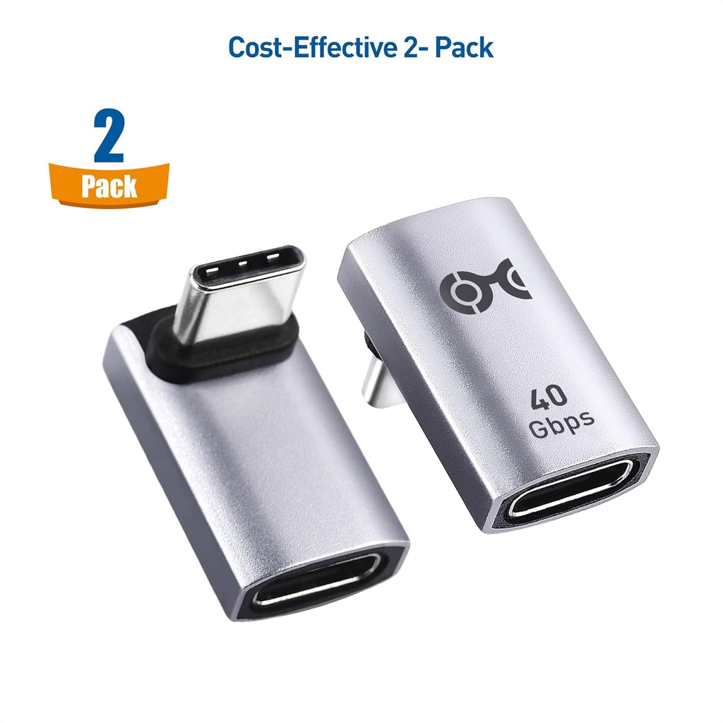 Cable Matters 2-Pack 40Gbps Right Angle USB C Adapter, Up to [4K@240Hz Video, 240W Charging, 40Gbps Data Transfer] 90 Degree USB C Adapter, Compatible with Thunderbolt 4, iPhone 16, Steam Deck
