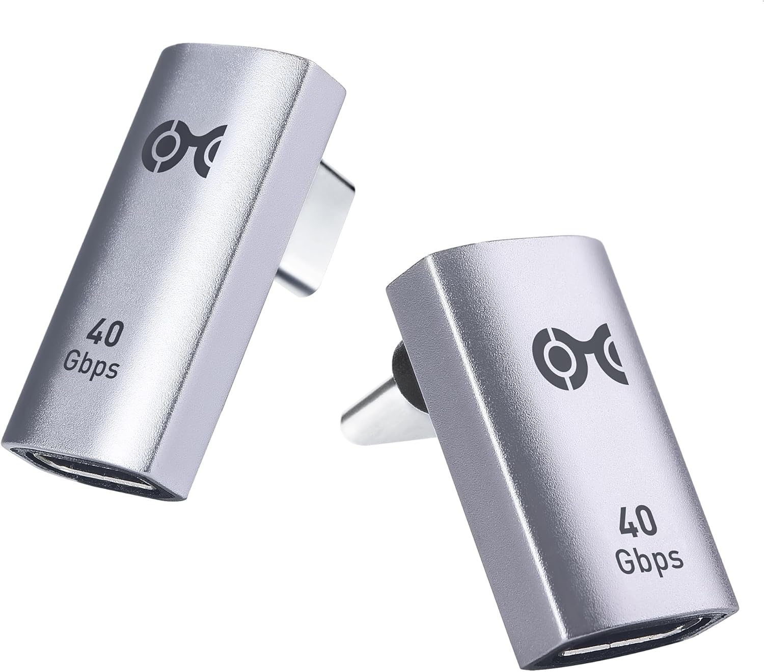 مجموعة محول USB-C بزاوية قائمة رأسية بسرعة 40 جيجابت في الثانية من Cable Matters، حتى [فيديو بدقة 4K بمعدل 240 هرتز، شحن 240 واط، 40 جيجابت في الثانية] محول USB-C بزاوية 90 درجة، متوافق مع Thunderbolt 4 وiPhone 16 وSteam Deck 