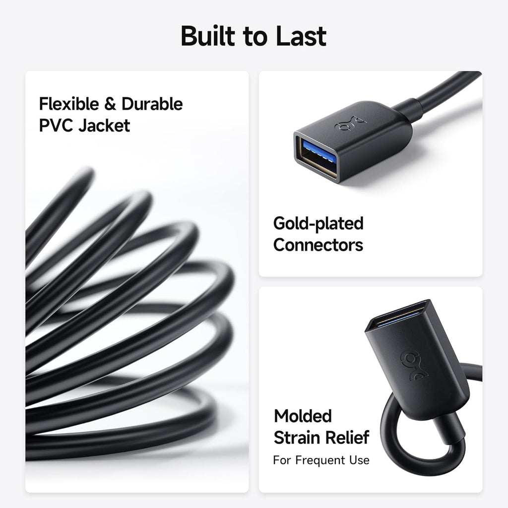 كابل تمديد USB بطول 5 جيجابت في الثانية من Cable Matters - 10 أقدام، كابل تمديد USB 3.0، موسع USB 3.0 من ذكر إلى أنثى، متوافق مع كاميرا الويب، سماعة الواقع الافتراضي، الطابعة، القرص الصلب 