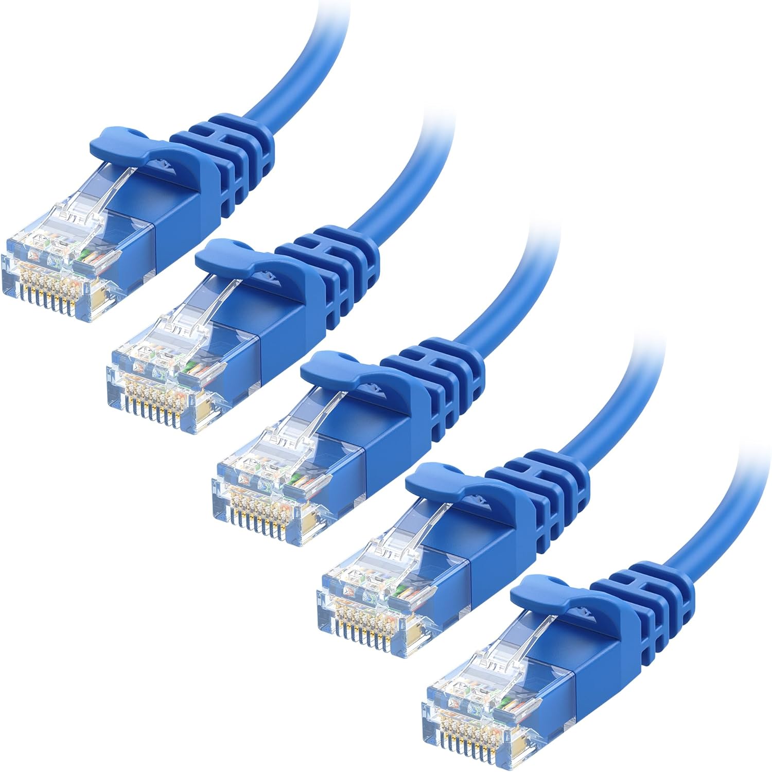 كابلات إيثرنت Cat 6 من Cable Matters، 10 جيجابت في الثانية، عبوة من 5 قطع - كابل Cat 6 رفيع، سلك Cat 6، سلك إيثرنت رفيع، أزرق 