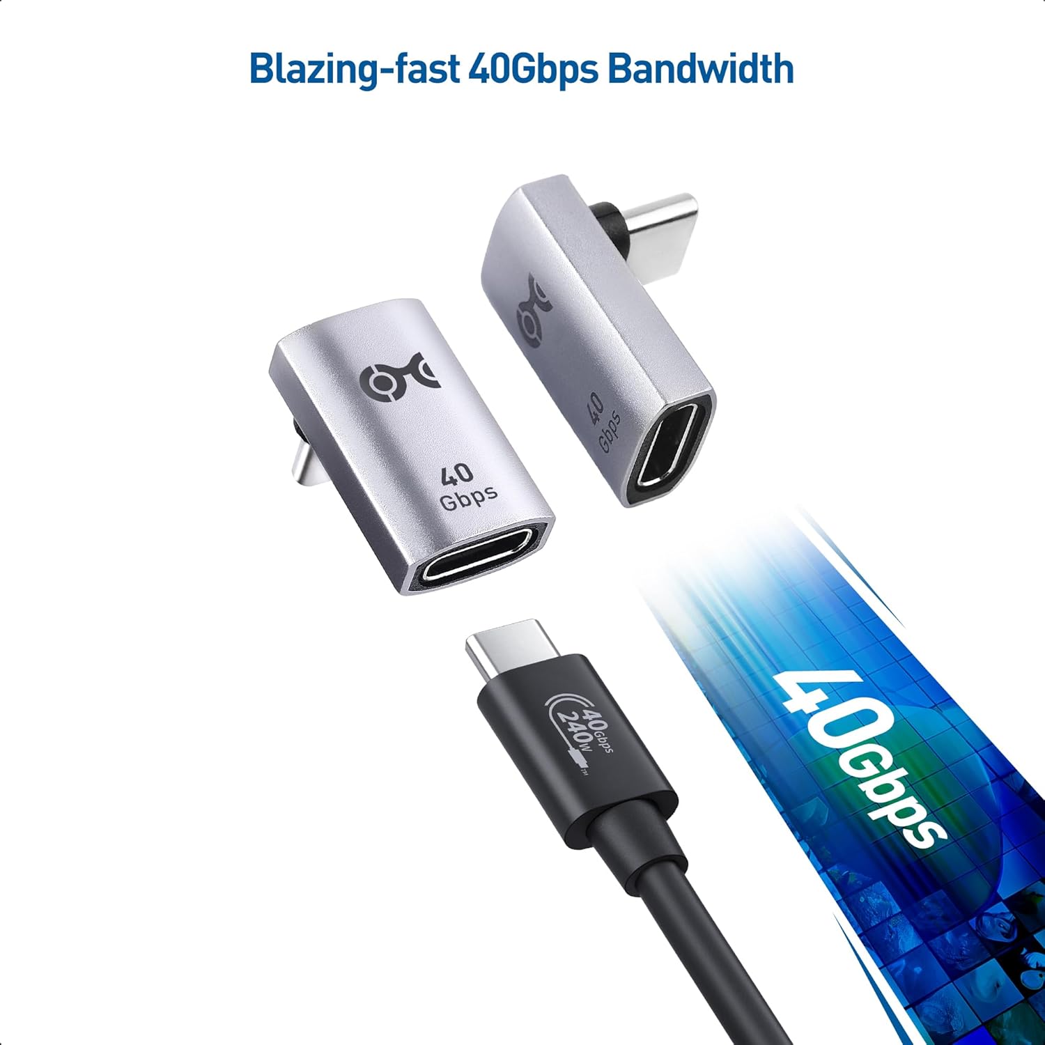 كابل ماترز، محول USB C بزاوية قائمة 40 جيجابت في الثانية، حتى [فيديو 4K@240 هرتز، شحن 240 واط، نقل بيانات 40 جيجابت في الثانية]، محول USB C بزاوية 90 درجة، متوافق مع Thunderbolt 4، iPhone 16، Steam Deck 