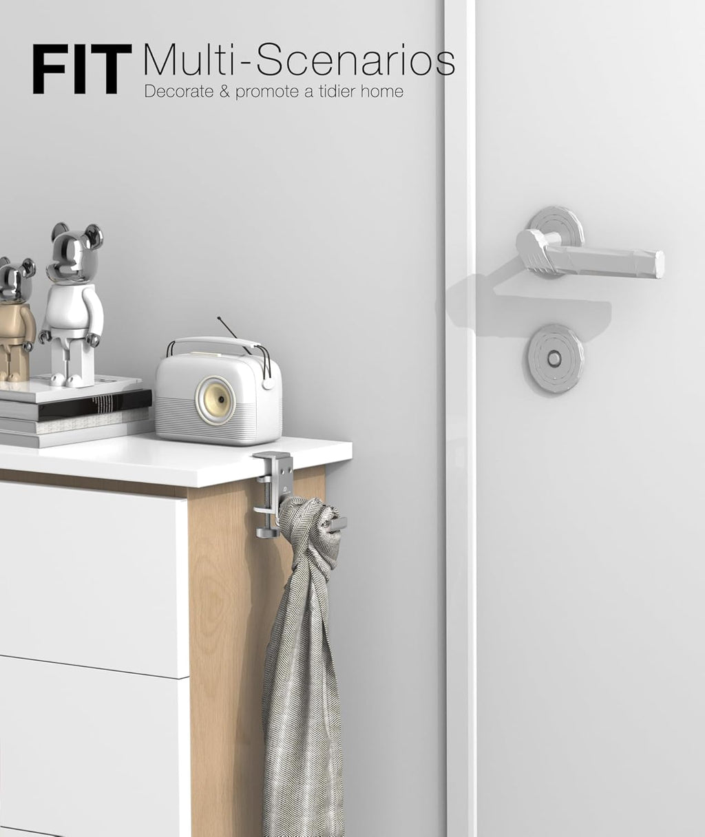 حامل سماعات رأس قابل للطي من APPHOME، حامل مكبر صوت من الألومنيوم موفر للمساحة مع ملاءمة عالمية لملحقات الكمبيوتر للألعاب، حامل خطاف أسفل المكتب (قطعة واحدة) 