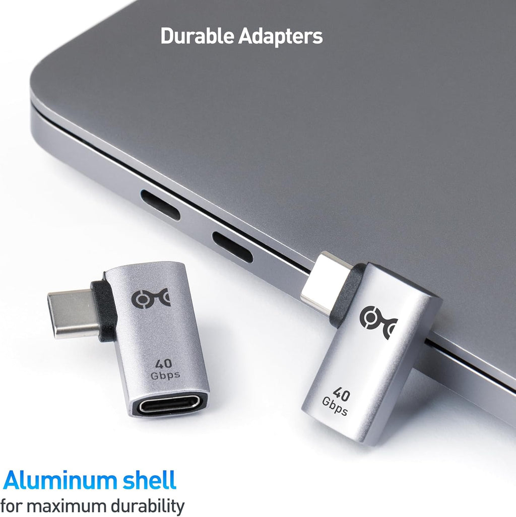 Cable Matters 2-Pack 40Gbps Flat Right Angle USB C Adapter, Up to [4K@240Hz Video, 240W Charging, 40Gbps Data Transfer] 90 Degree USB C Adapter, Compatible with Thunderbolt 4, iPhone 16, Steam Deck