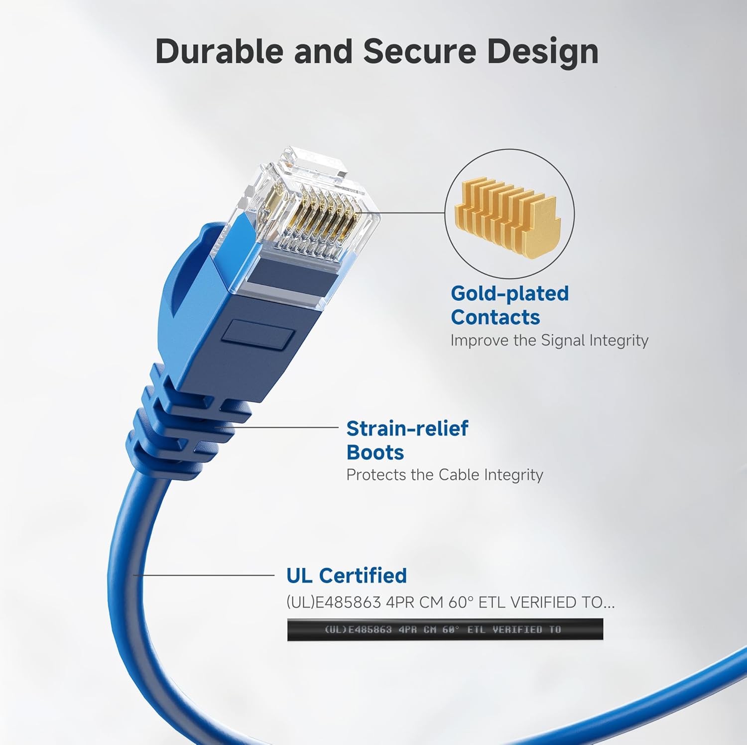 كابلات إيثرنت Cat 6 من Cable Matters، 10 جيجابت في الثانية، عبوة من 5 قطع - كابل Cat 6 رفيع، سلك Cat 6، سلك إيثرنت رفيع، أزرق 